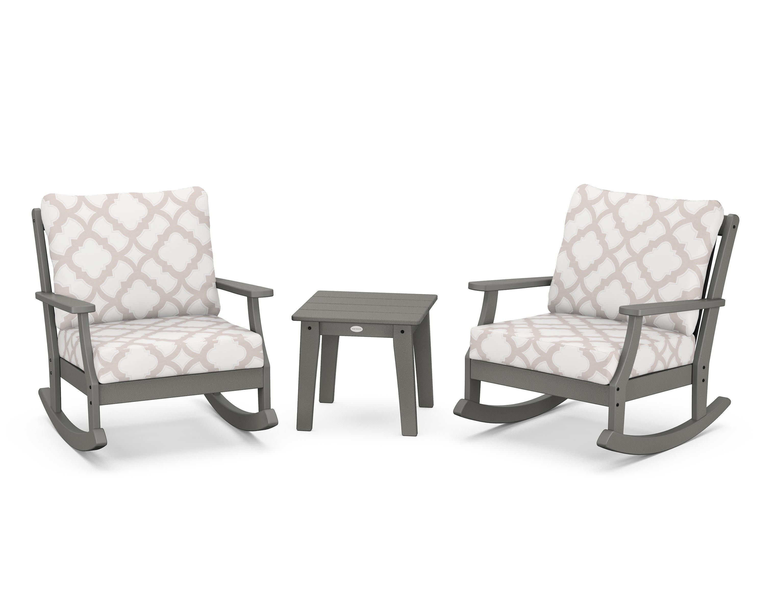 Braxton 3-Piece Deep Seating Rocker Set in Slate Grey / Trellis Dune Burlap