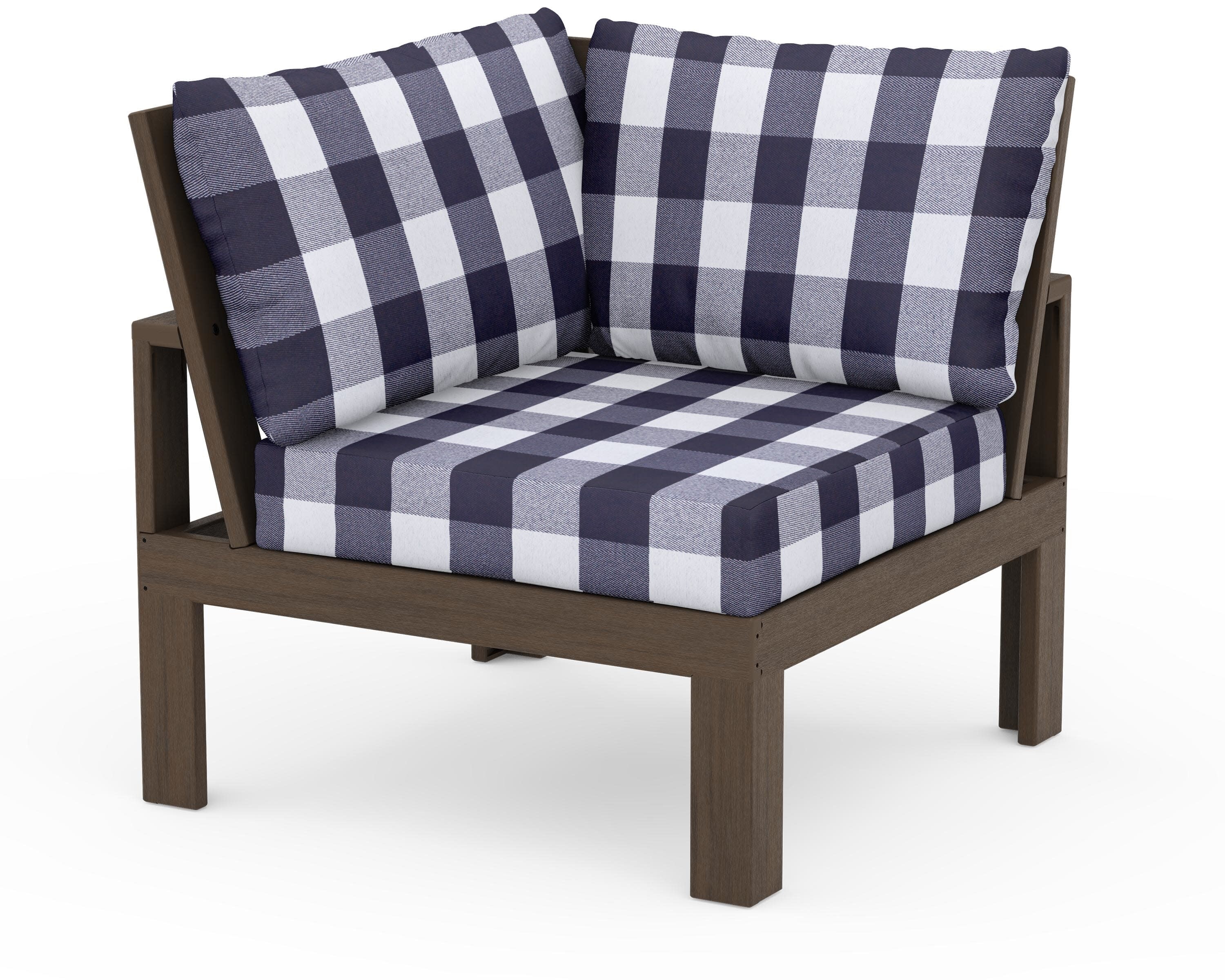 Modular Corner Chair in Kona / Buffalo Plaid Navy