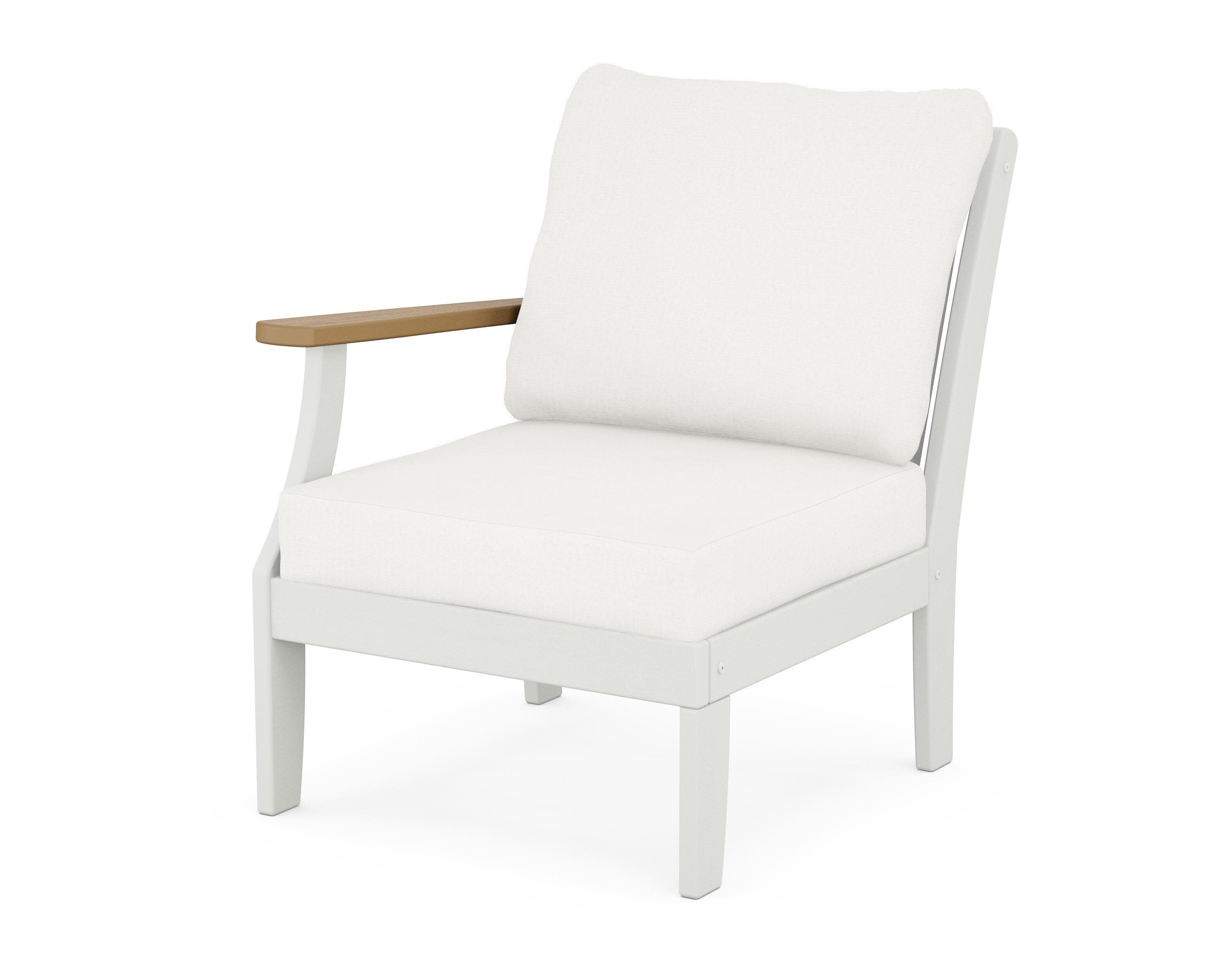 Braxton Modular Left Arm Chair in White / Natural / Natural Linen