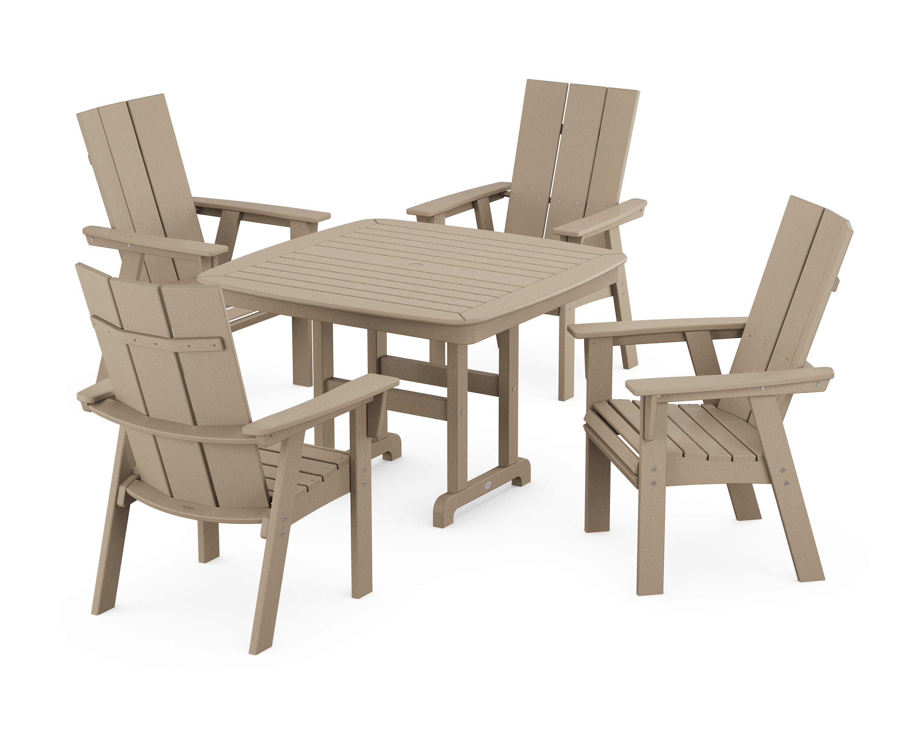 Modern Curveback Adirondack 5-Piece Dining Set in Vintage Sahara