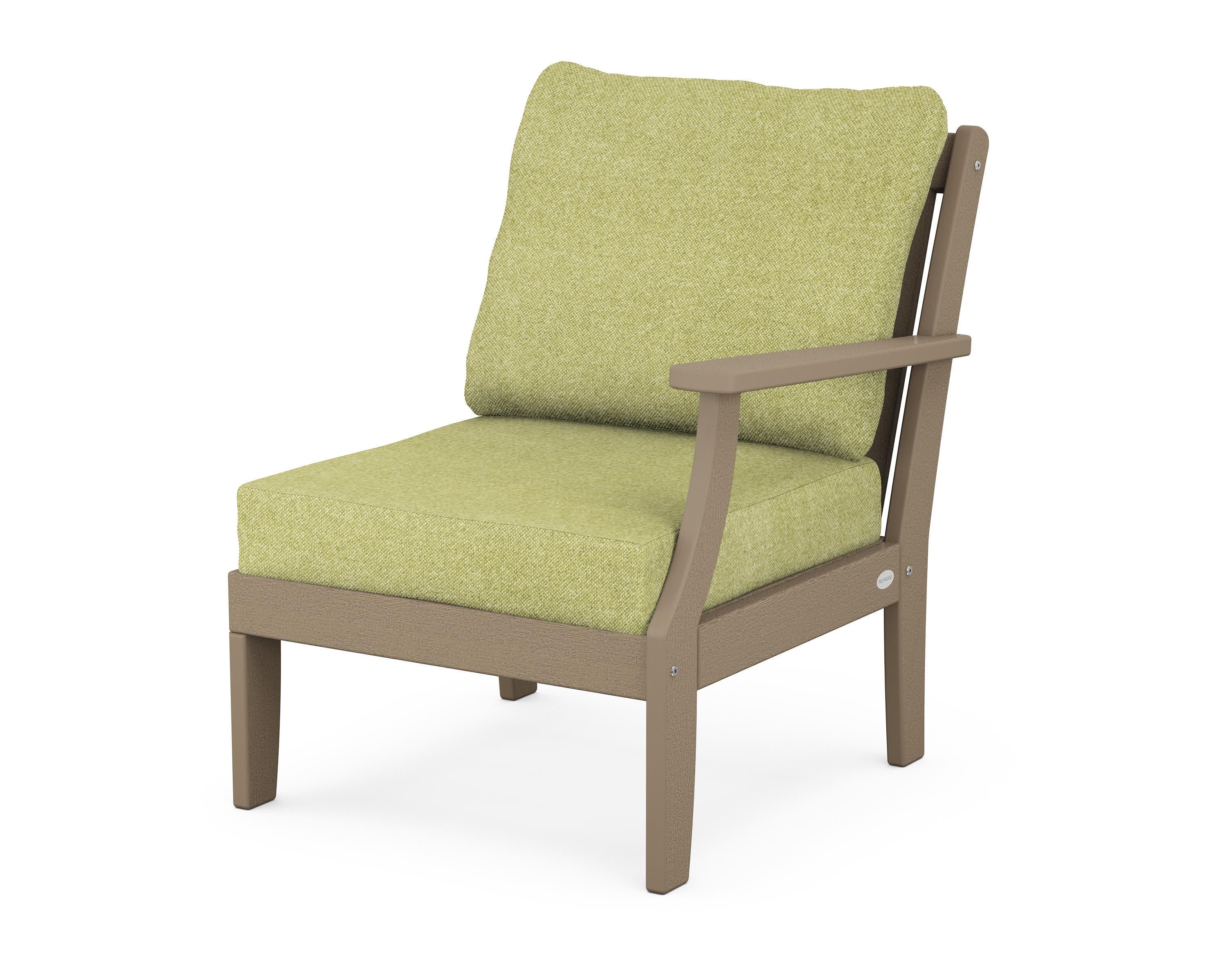 Braxton Modular Right Arm Chair in Vintage Sahara / Chartreuse Boucle