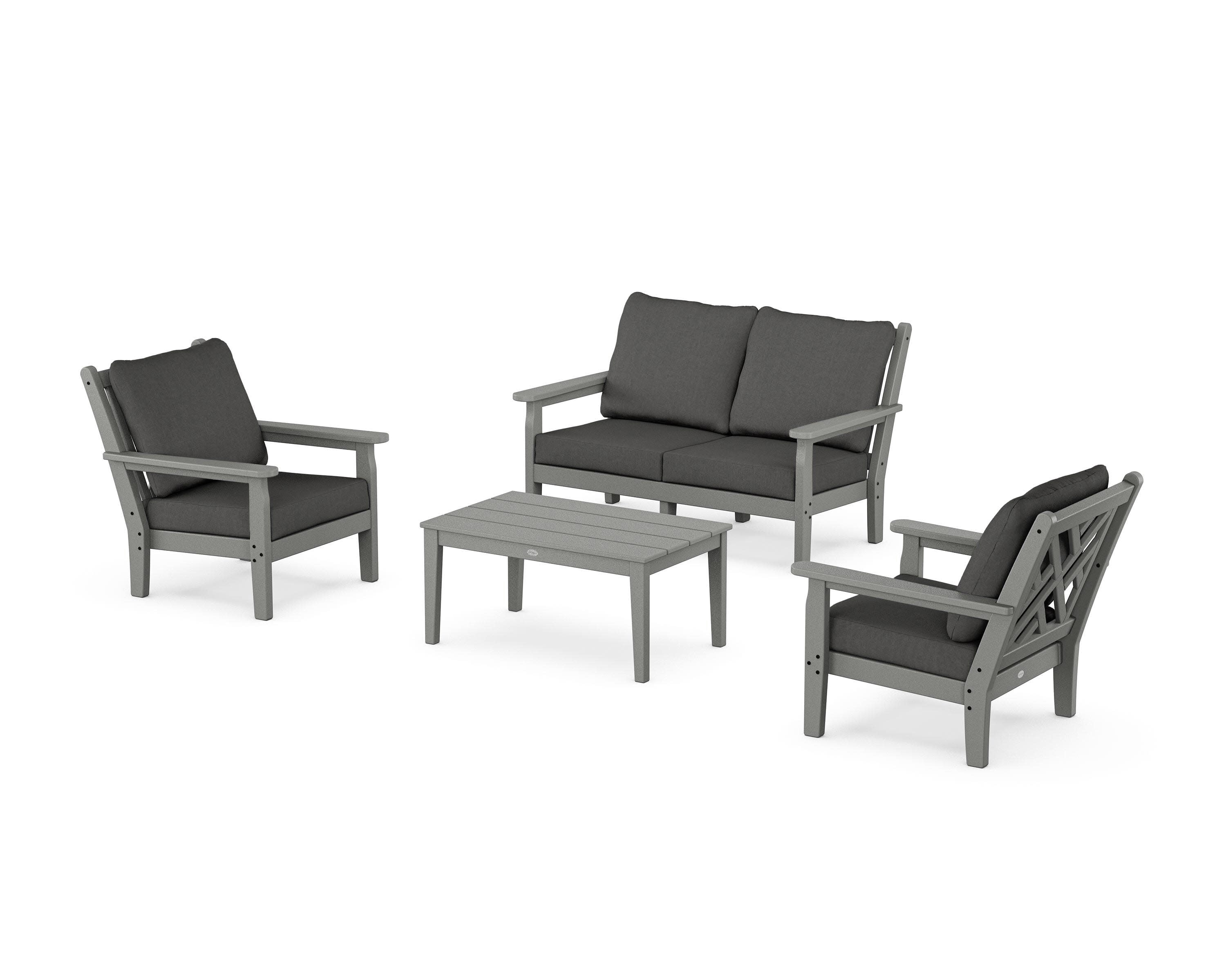 Chippendale 4-Piece Deep Seating Set with Loveseat in Slate Grey / Spectrum Carbon