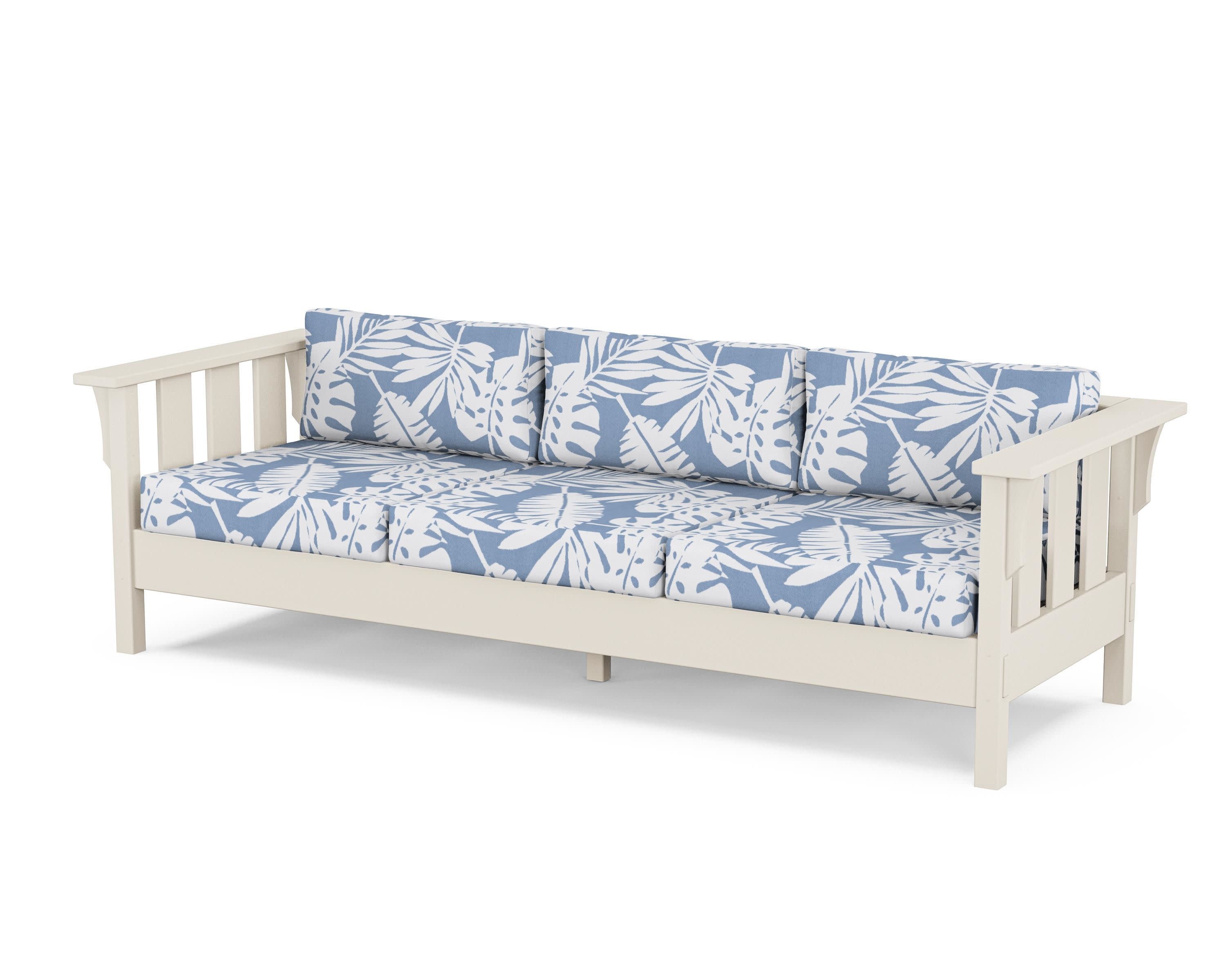Acadia Deep Seating Sofa in Sand / Leaf Sky Blue