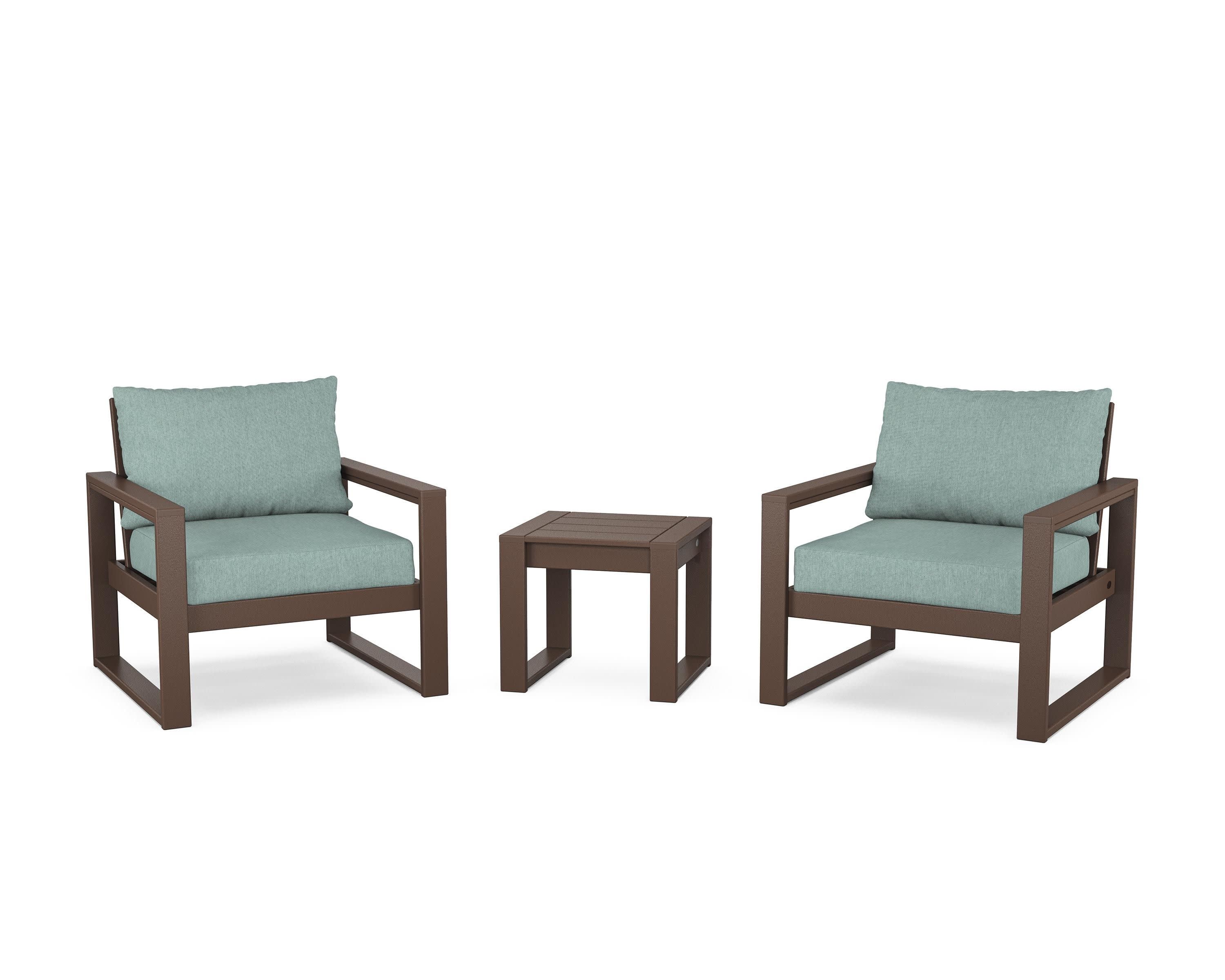 EDGE Sectional 3-Piece Deep Seating Set in Mahogany / Glacier Spa