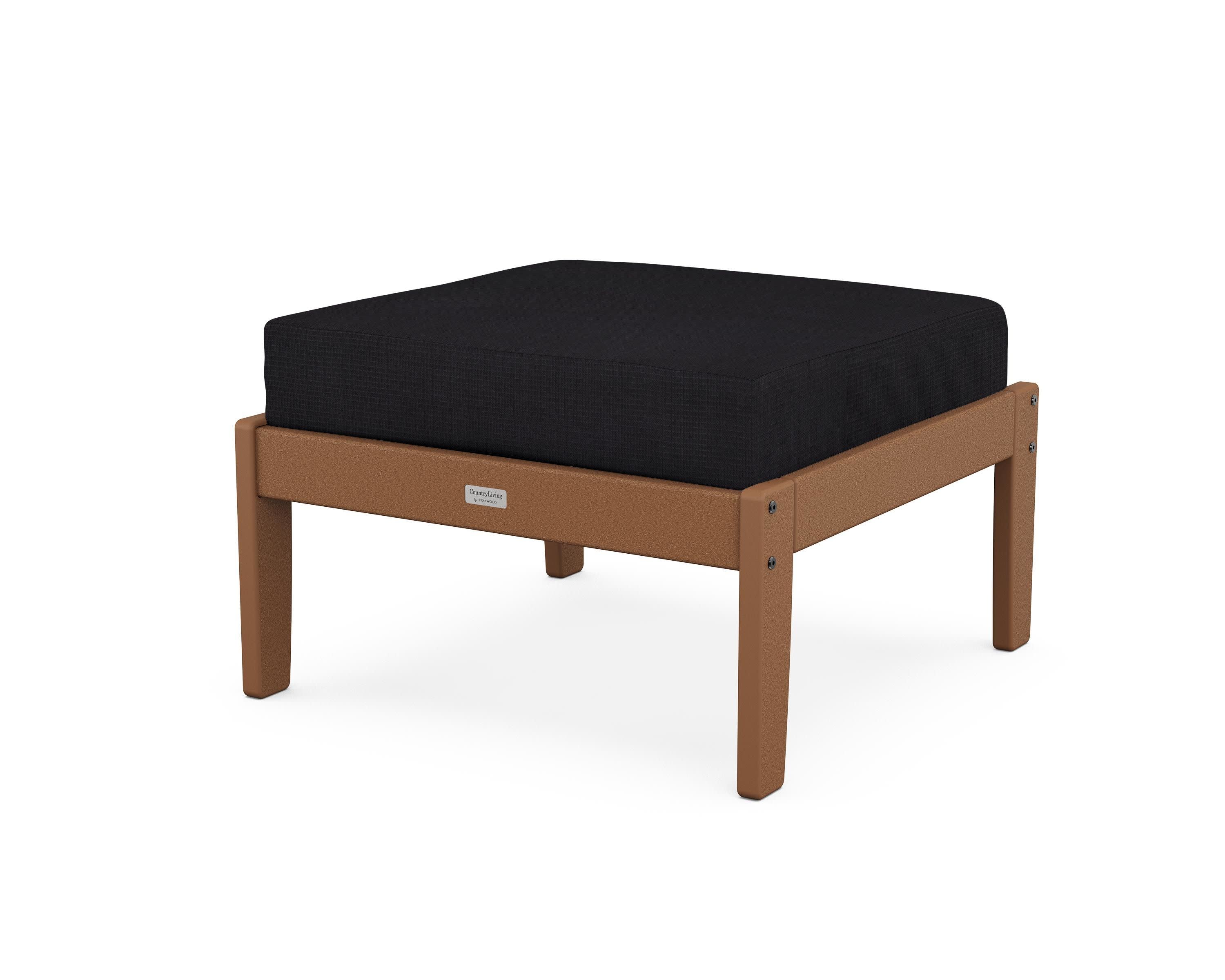 Cottage Deep Seating Ottoman in Teak / Midnight Linen