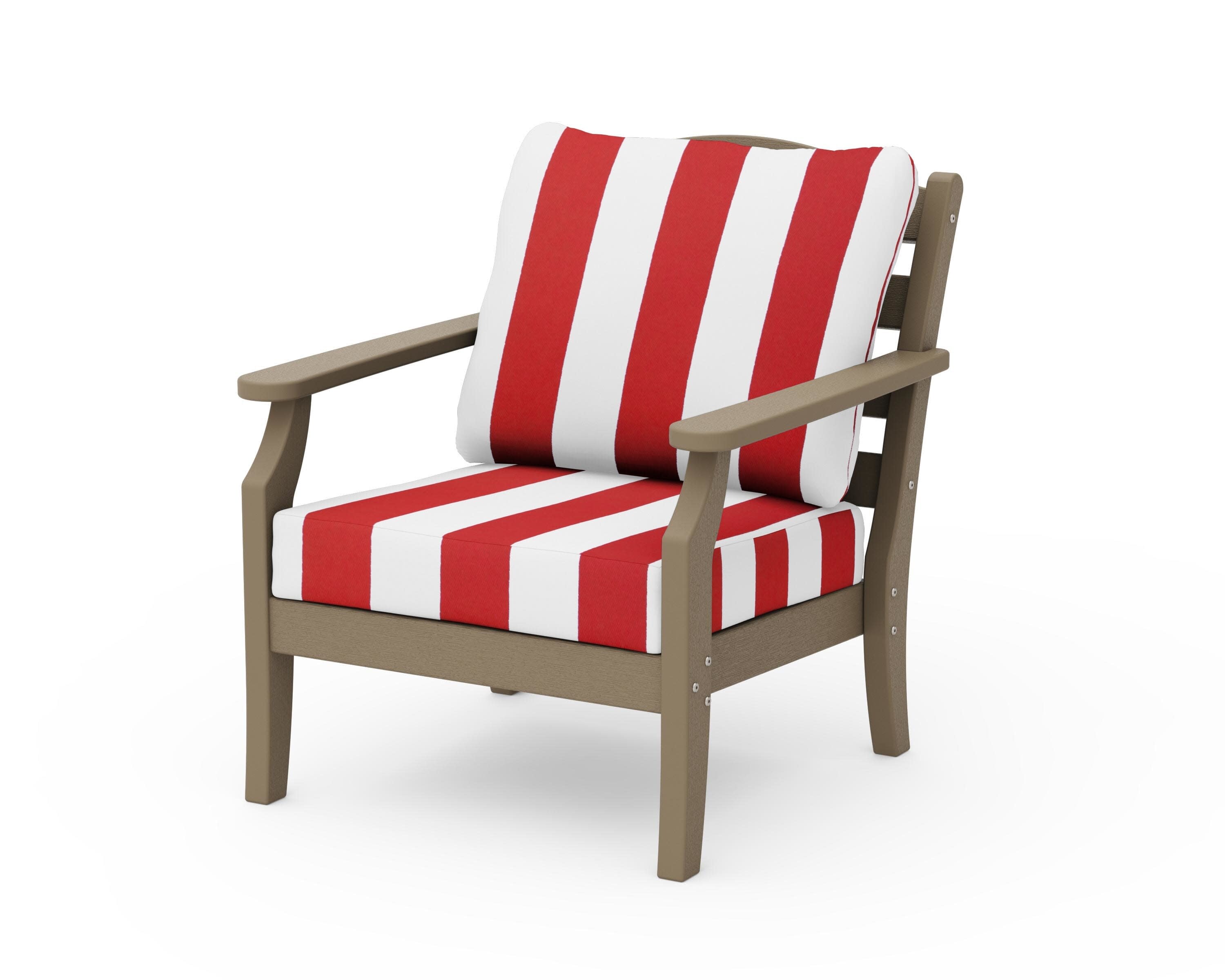 Savannah Deep Seating Chair in Vintage Sahara / Cabana Stripe Crimson