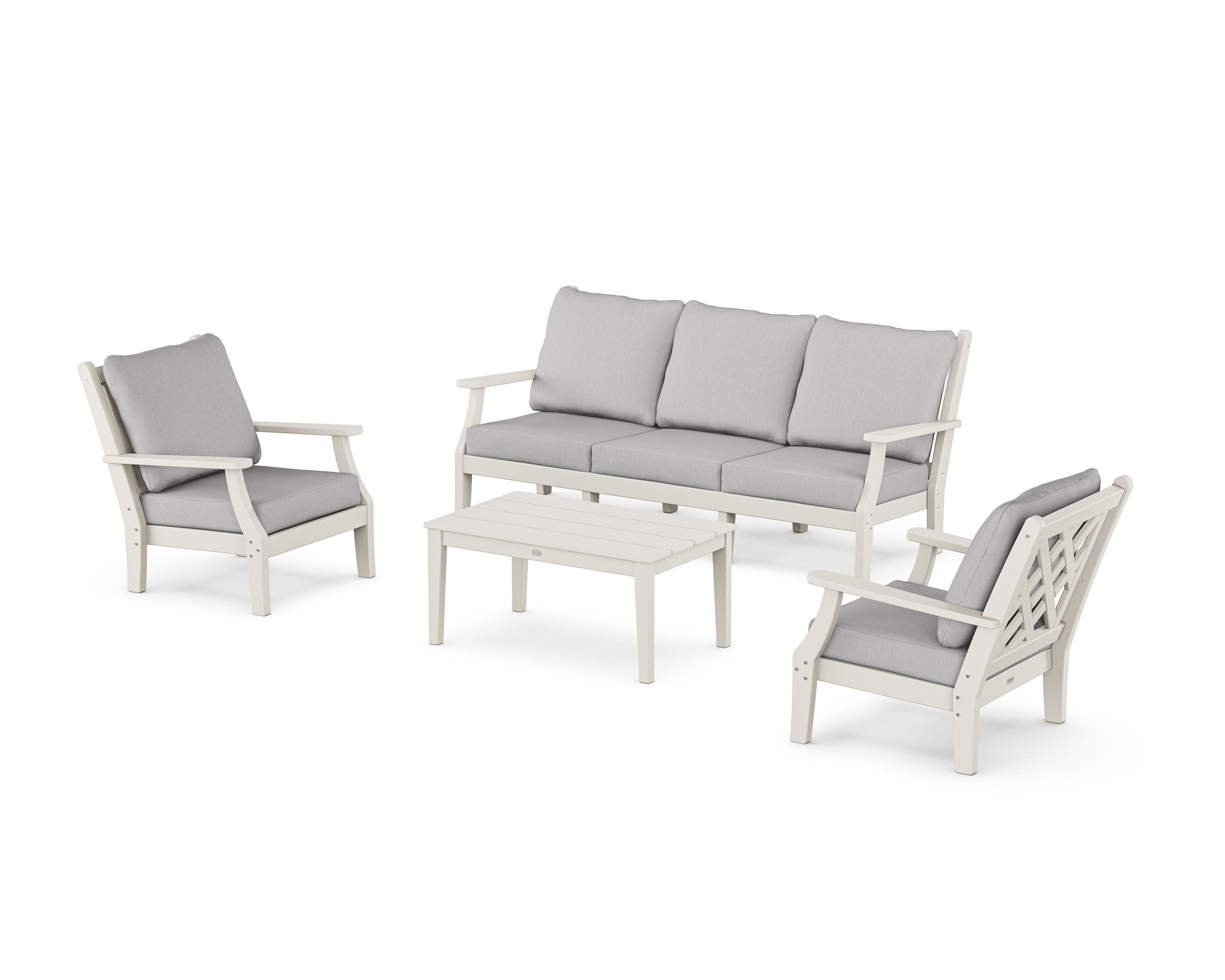 Wovendale 4-Piece Deep Seating Set with Sofa in Sand / Granite
