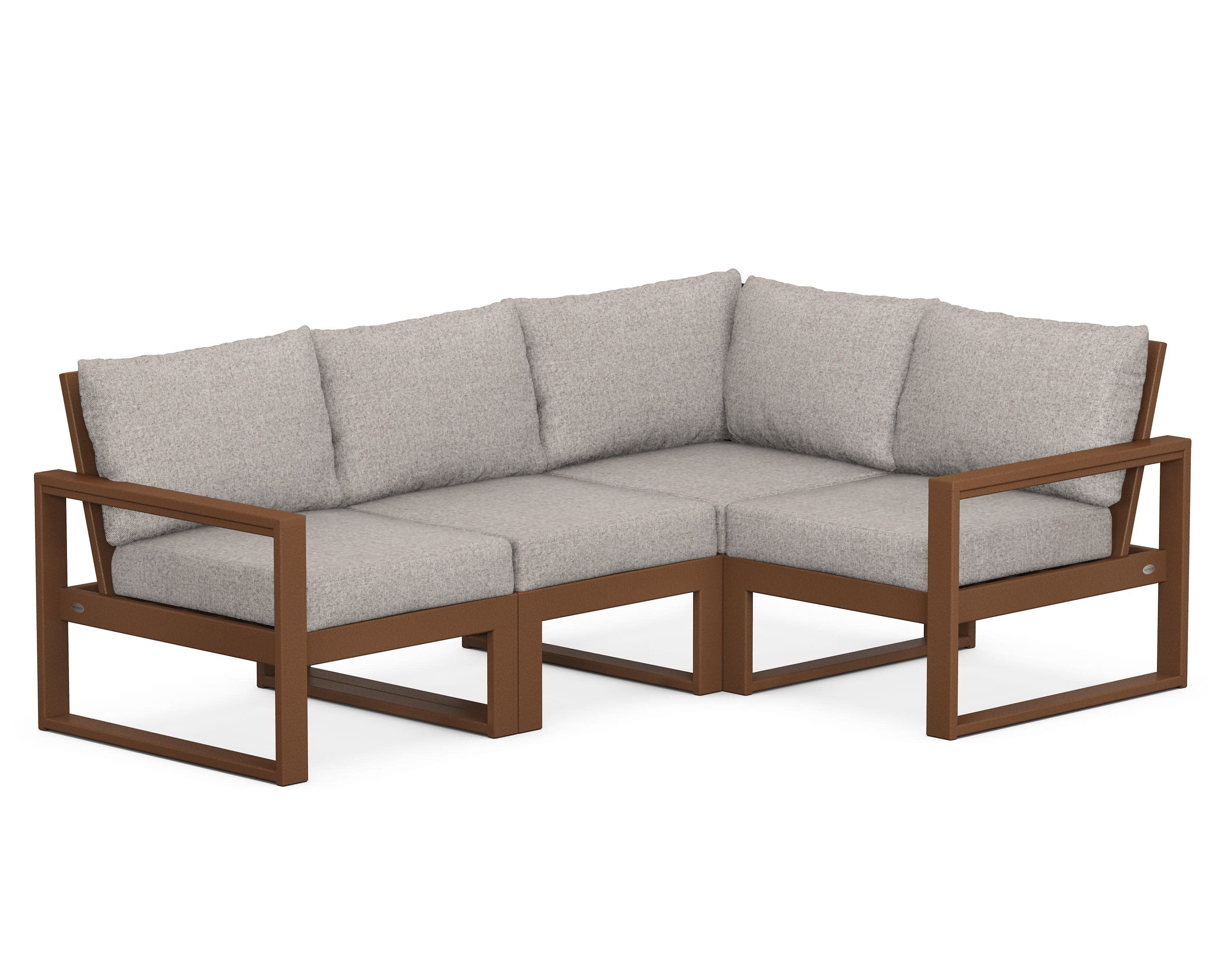 EDGE 4-Piece Modular Deep Seating Set in Teak / Weathered Tweed