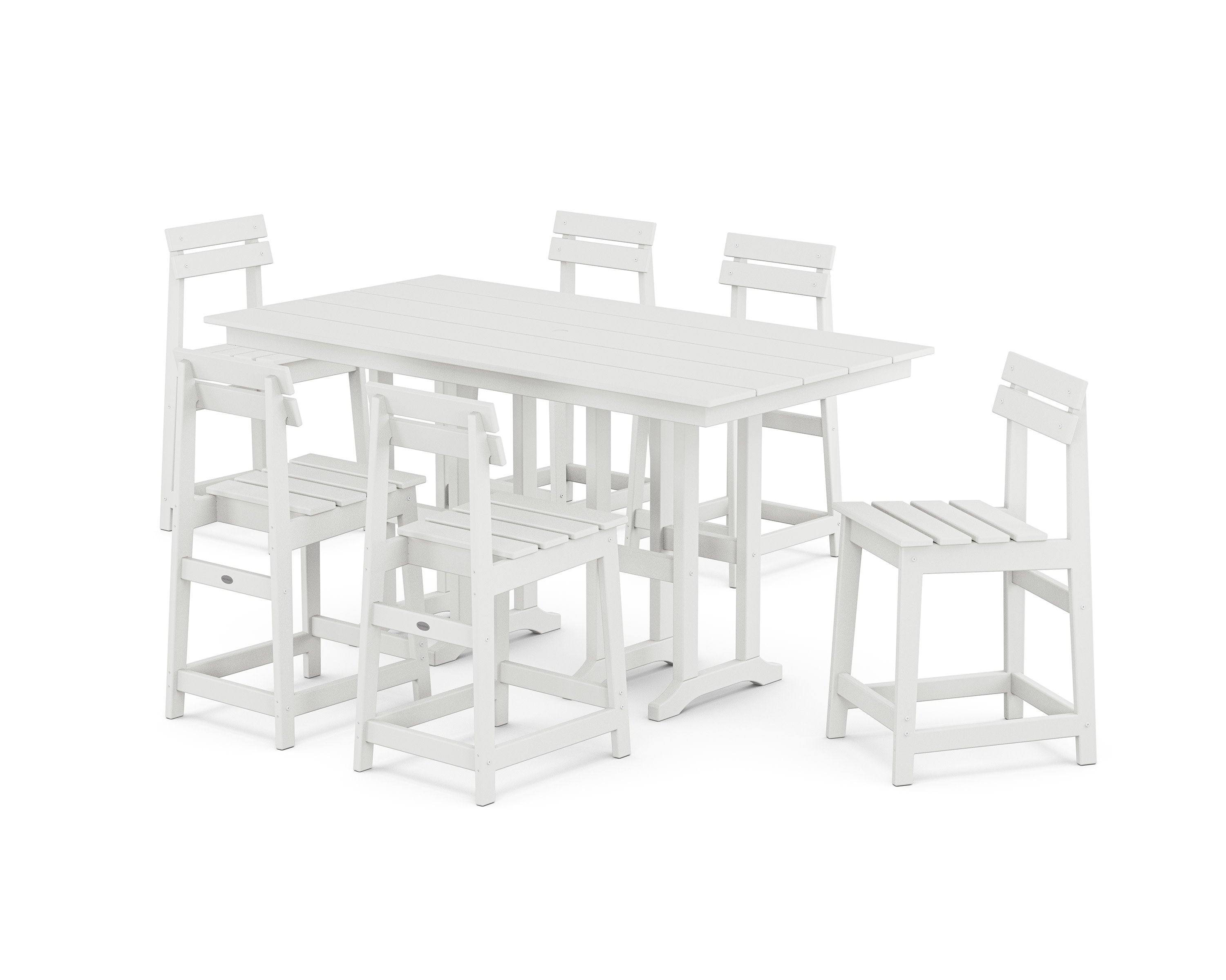 Modern Studio Plaza Counter Chair 7-Piece Set in White