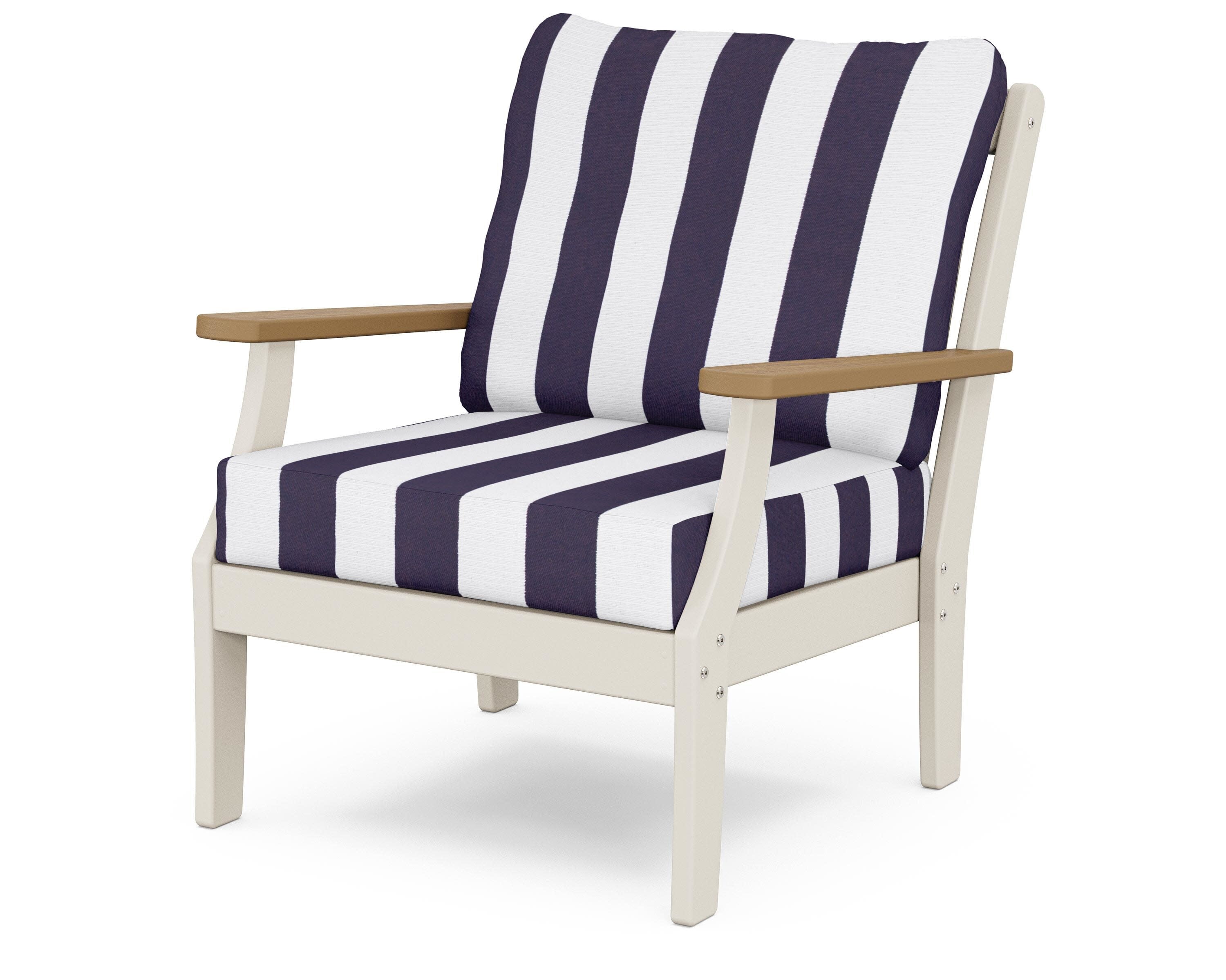 Braxton Deep Seating Chair in Sand / Natural / Cabana Stripe Navy
