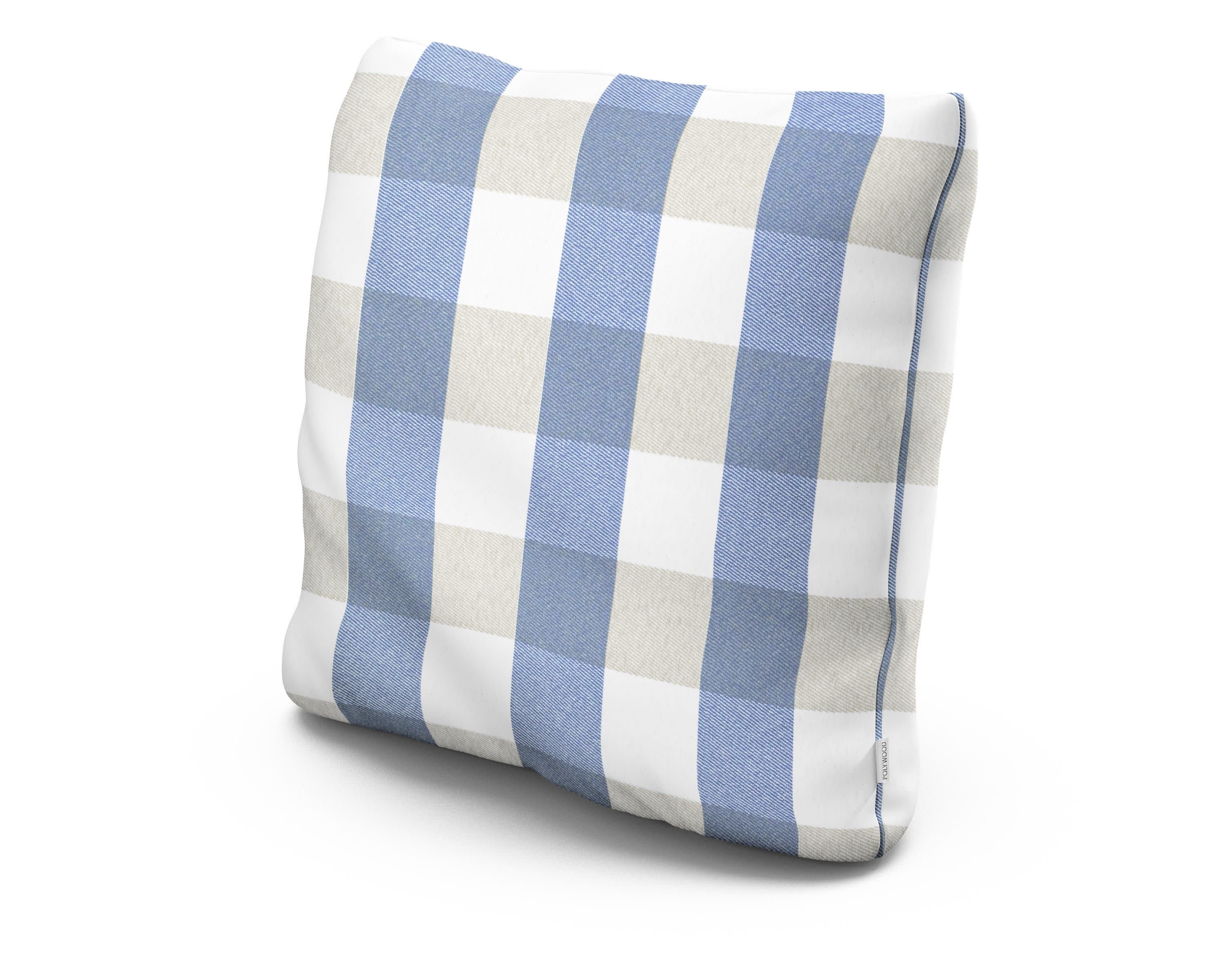 20" Outdoor Throw Pillow in Buffalo Plaid Sky Blue