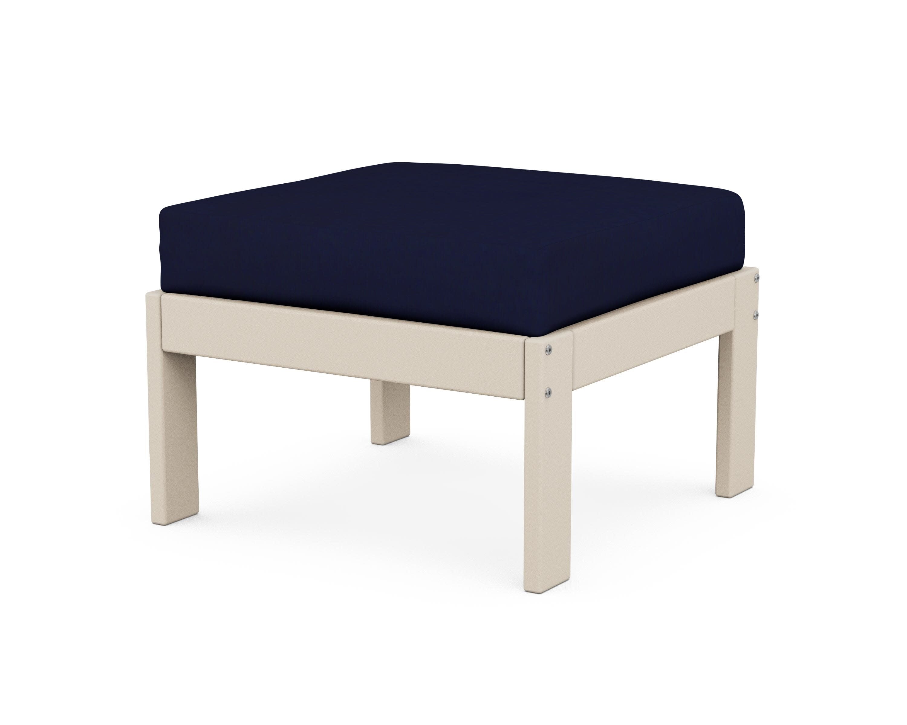 Vineyard Modular Ottoman in Sand / Navy