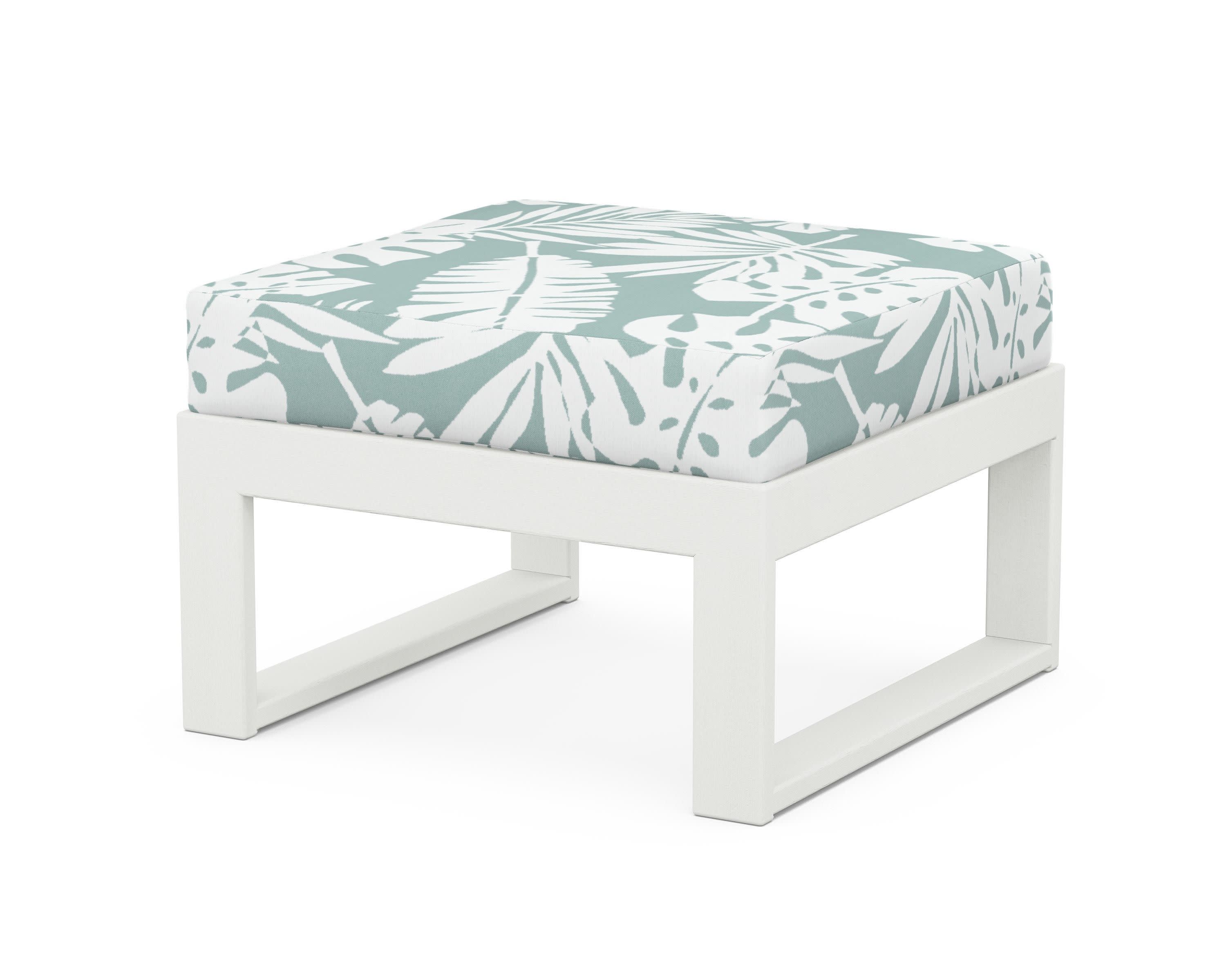 Modular Ottoman - Modern in Vintage White / Leaf Glacier Spa