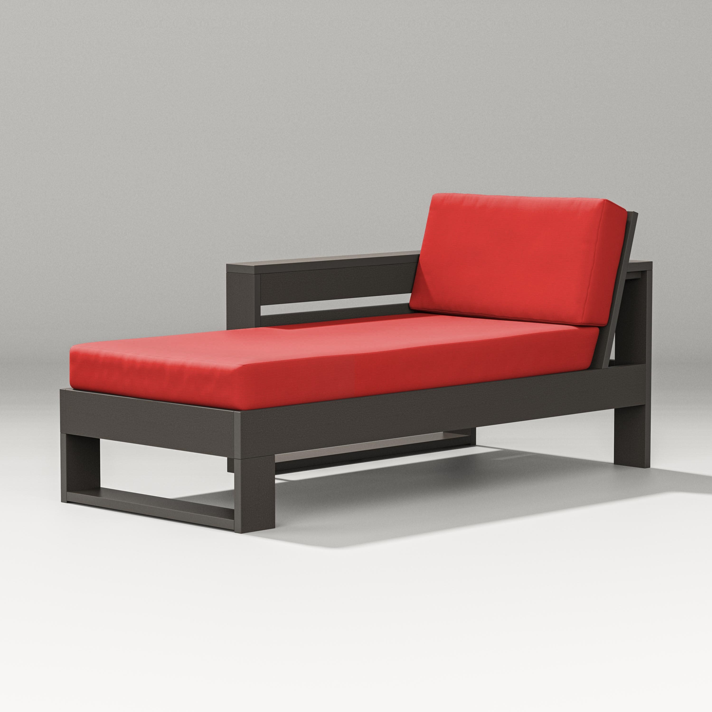 Latitude Modular Left Arm Chaise in Vintage Coffee / Crimson Linen