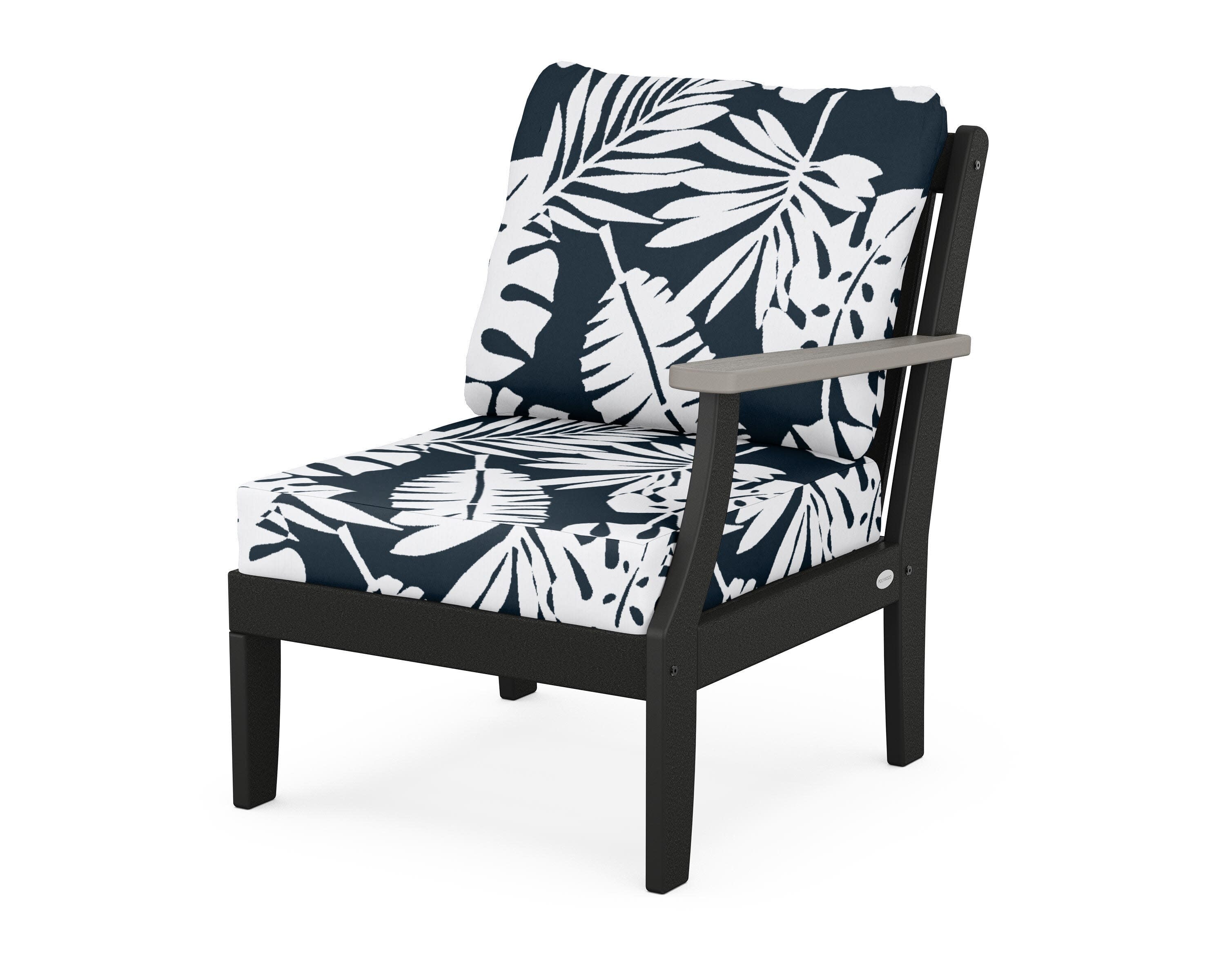Braxton Modular Right Arm Chair in Black / Driftwood / Leaf Marine Indigo