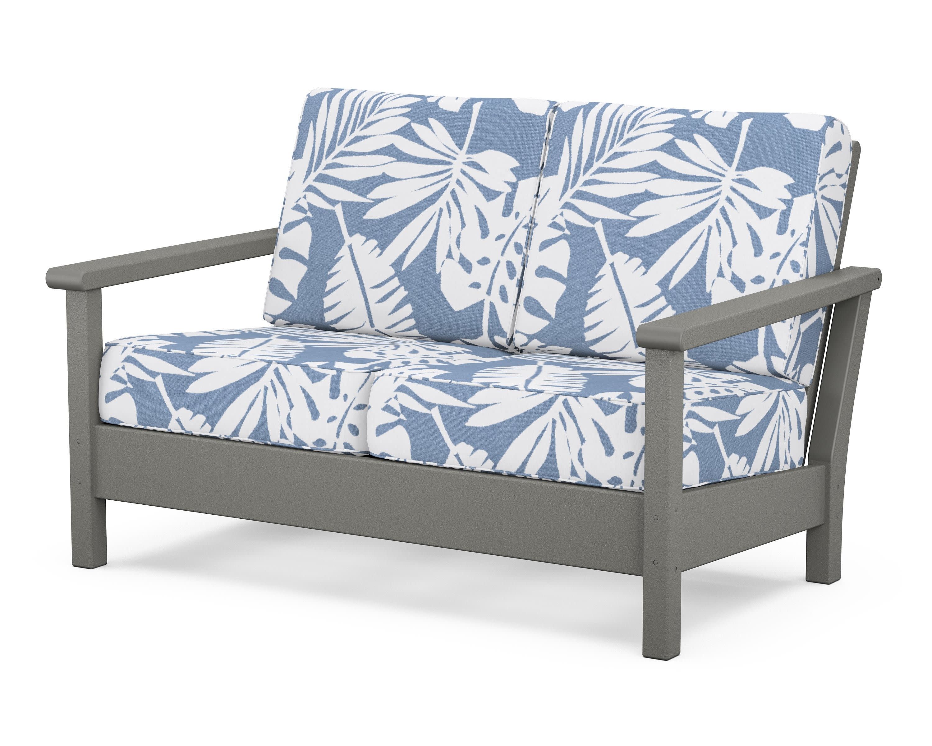 Harbour Deep Seating Loveseat in Slate Grey / Leaf Sky Blue