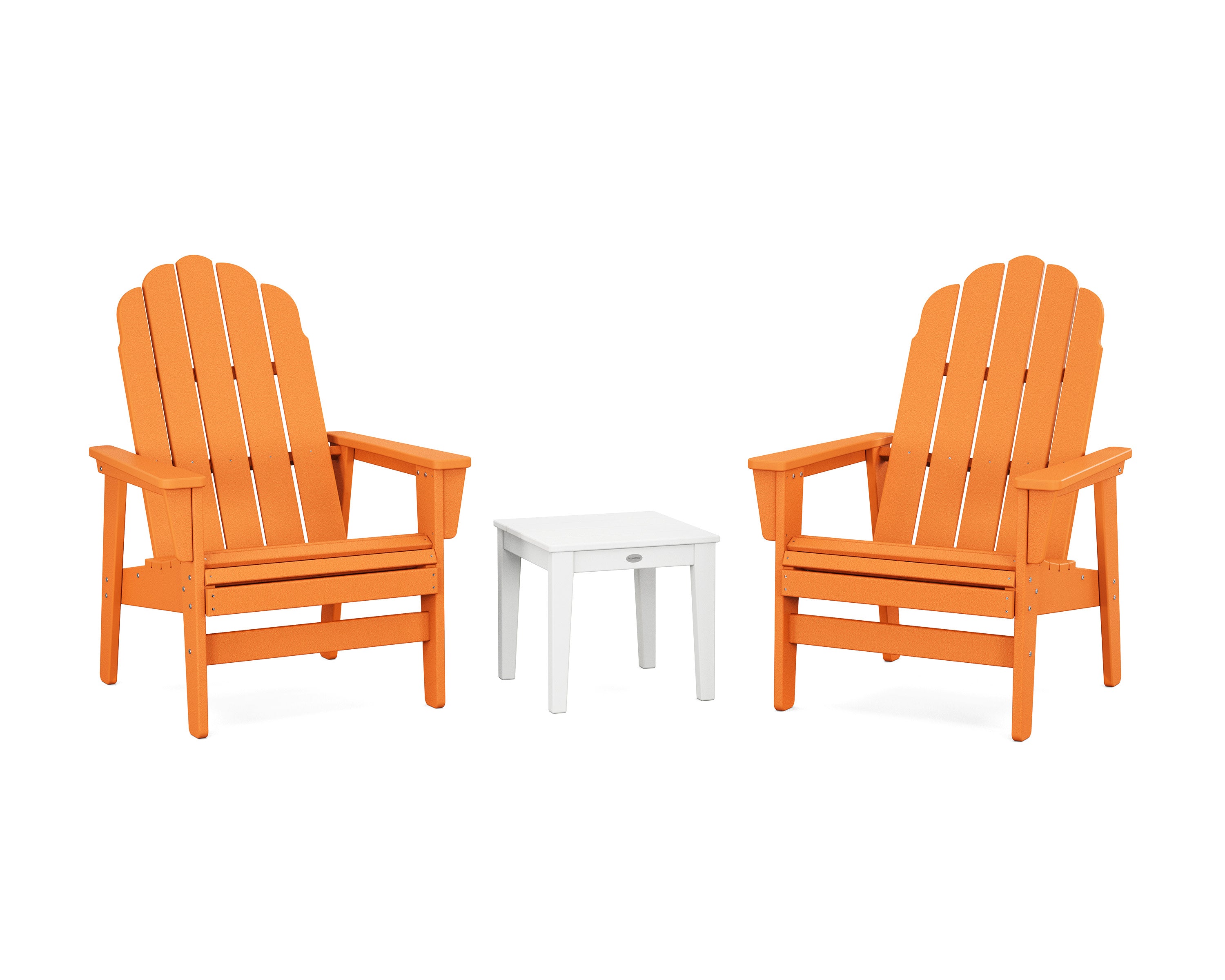 3-Piece Vineyard Grand Upright Adirondack Set in Tangerine / White