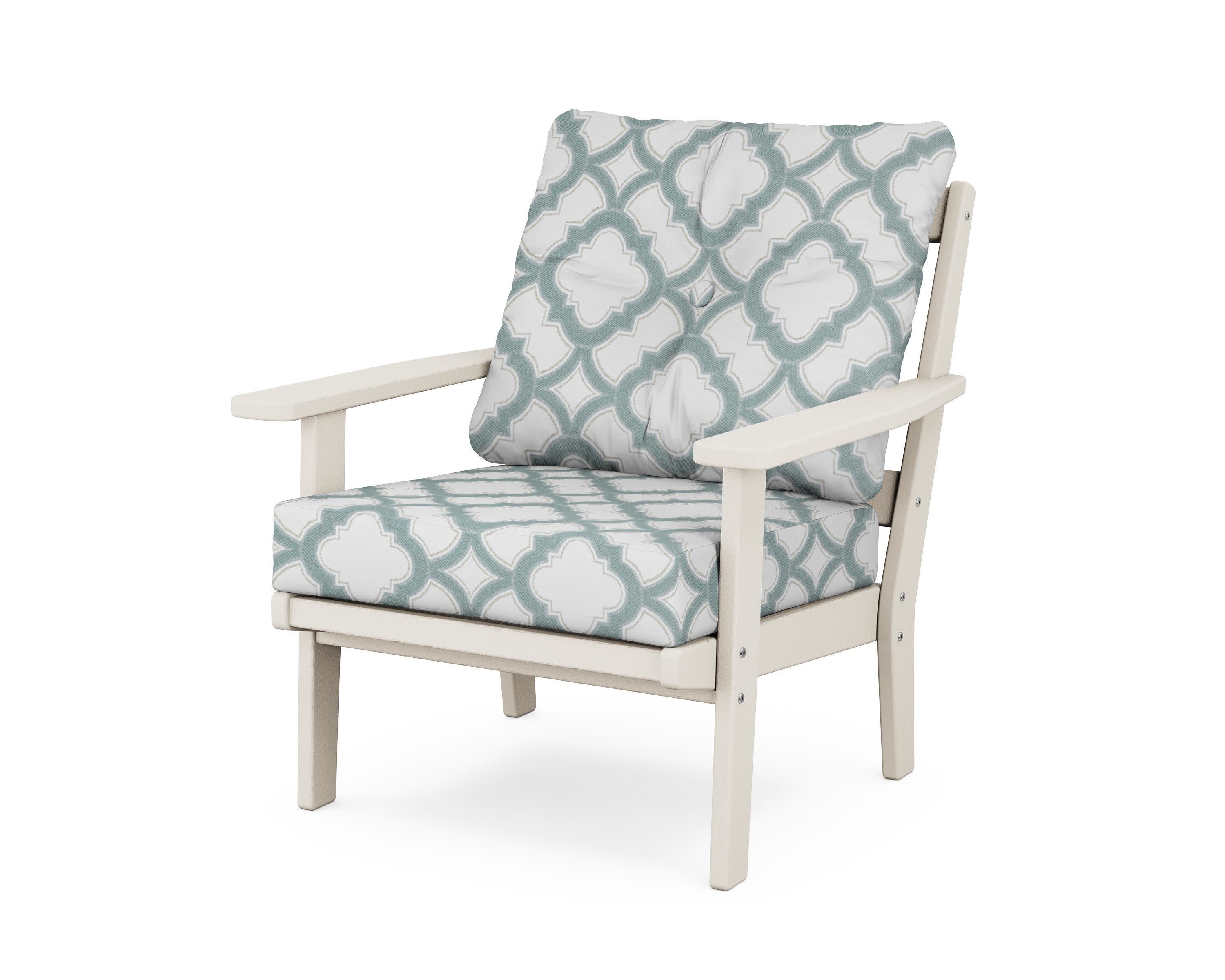 Oxford Deep Seating Chair in Sand / Trellis Glacier Spa