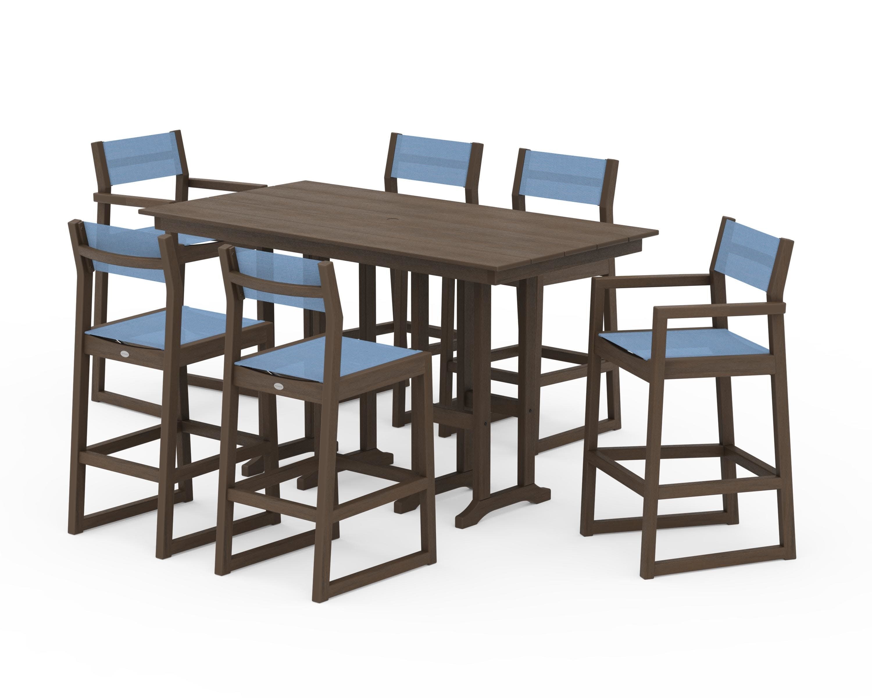 EDGE Sling 7-Piece Farmhouse Bar Set in Kona / Poolside Sling
