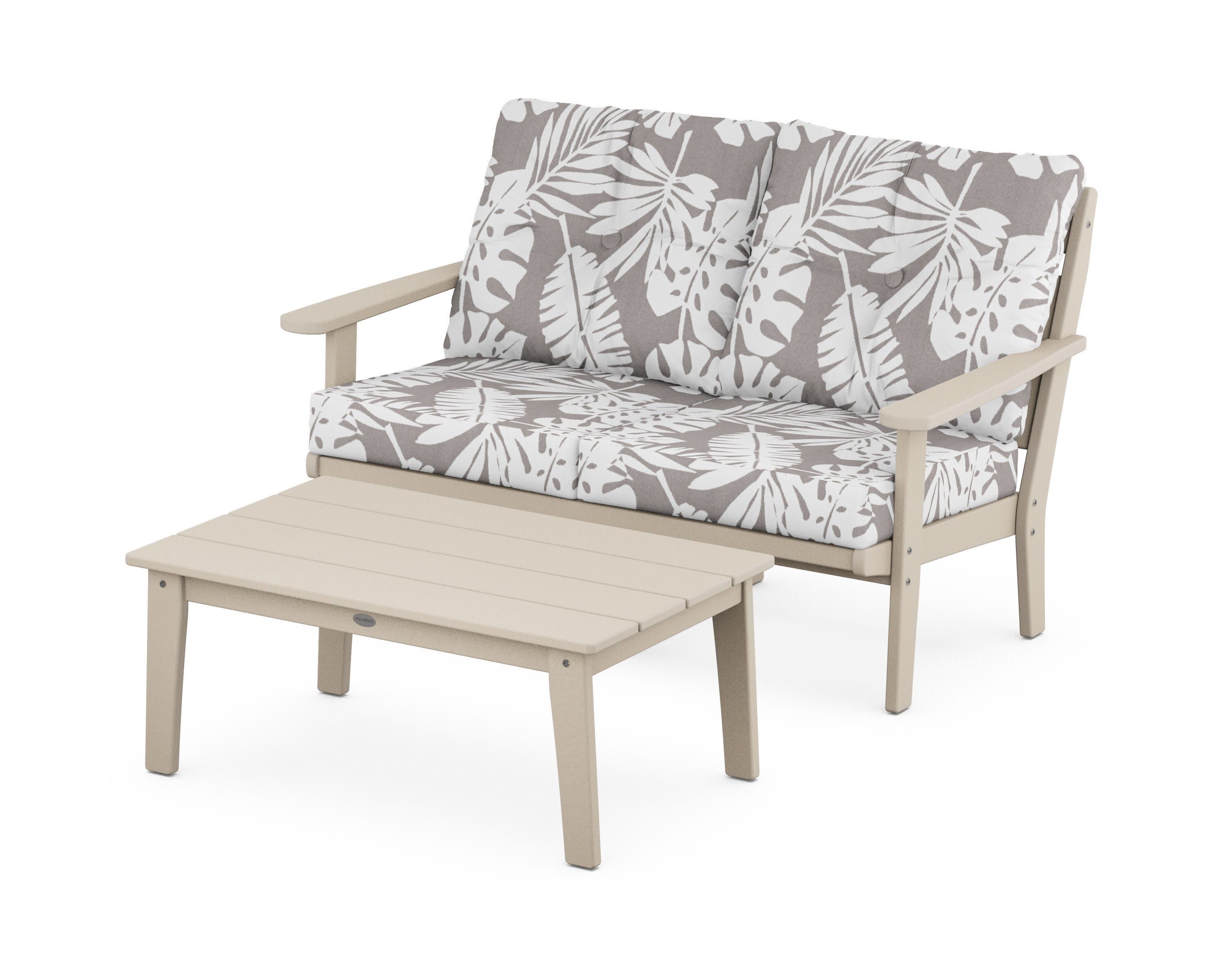 Lakeside 2-Piece Lounge Loveseat Set in Sand / Leaf Grey Mist