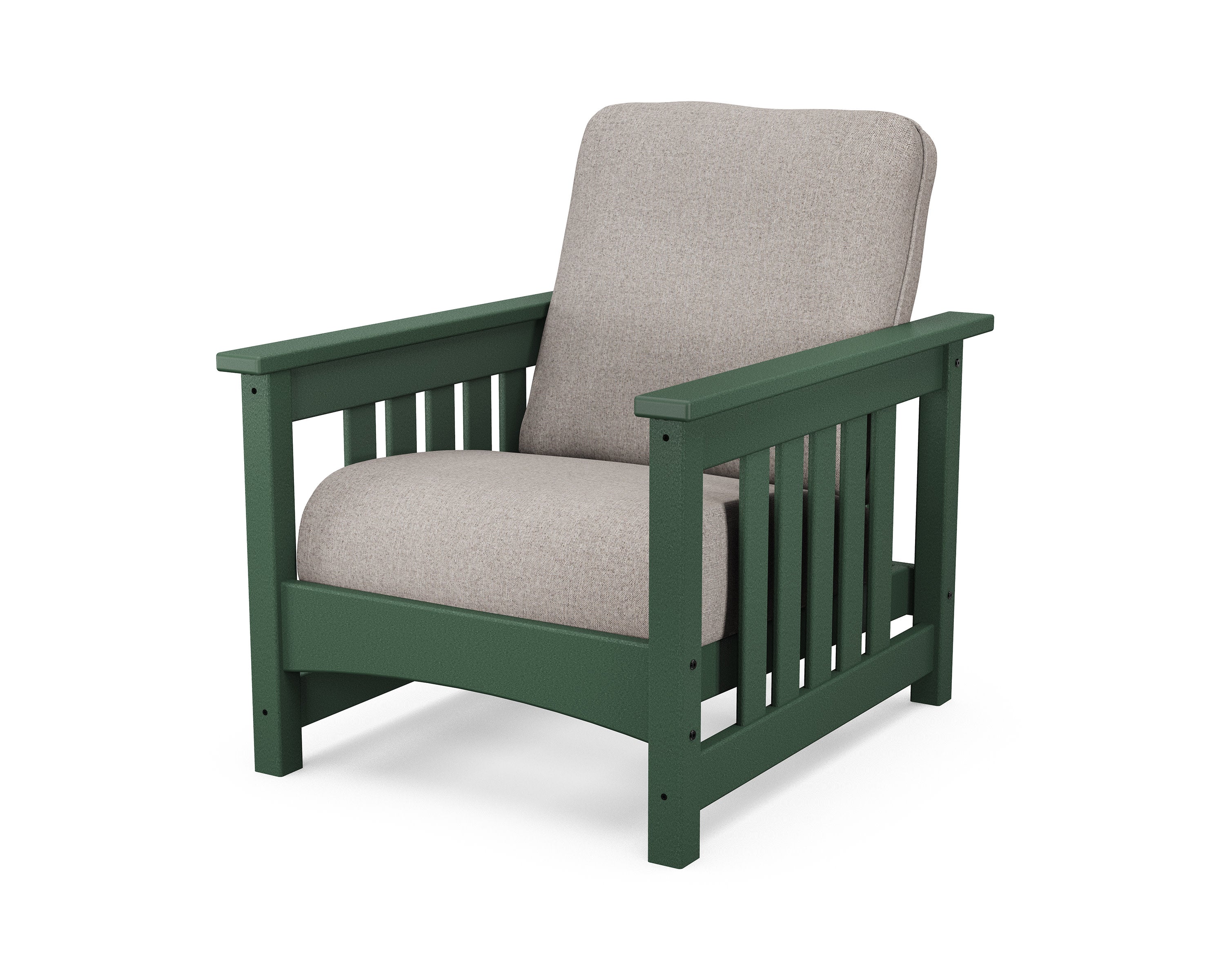 Club Mission Chair in Green / Weathered Tweed