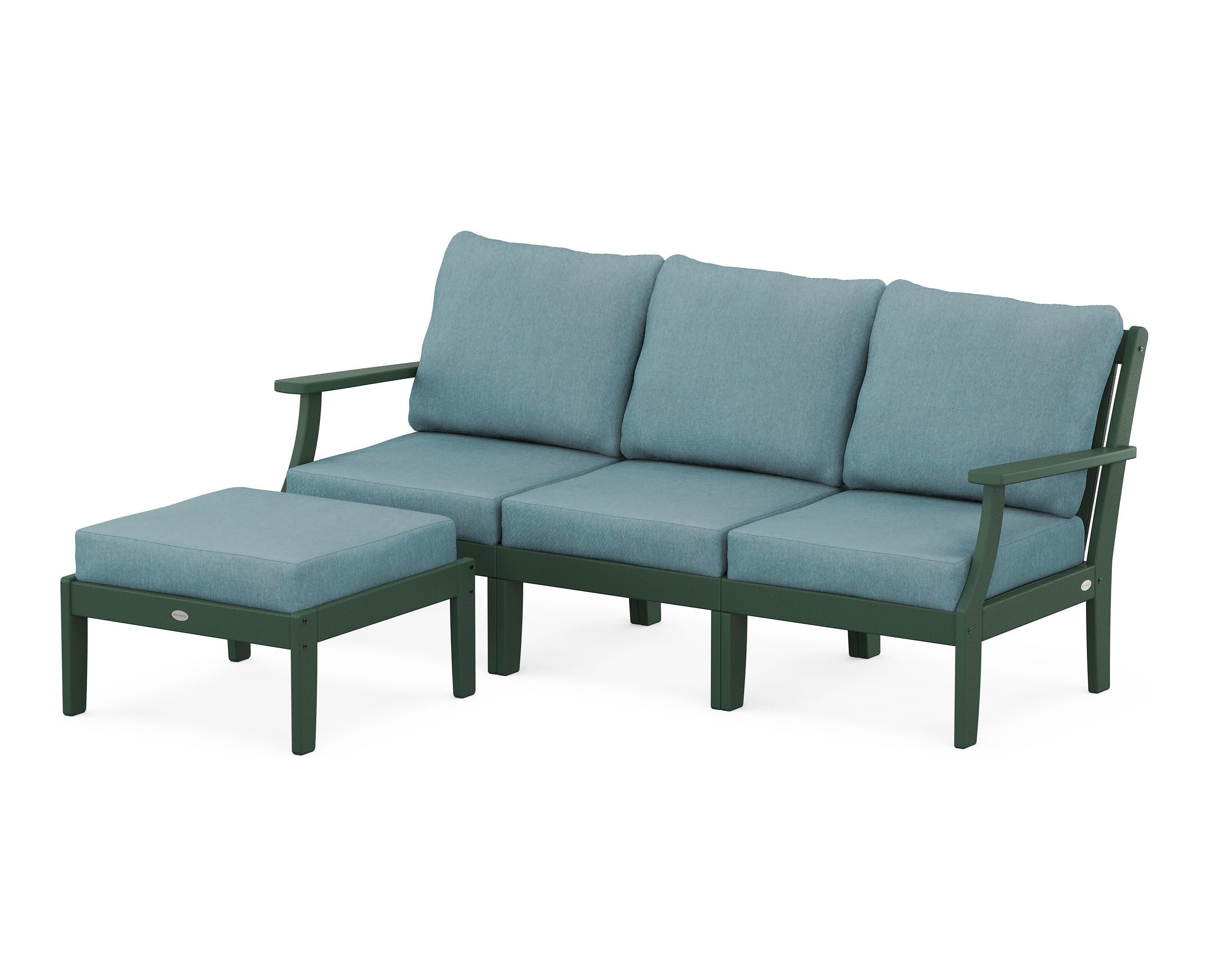 Braxton Modular 4-Piece Deep Seating Set with Ottoman in Green / Ocean Teal