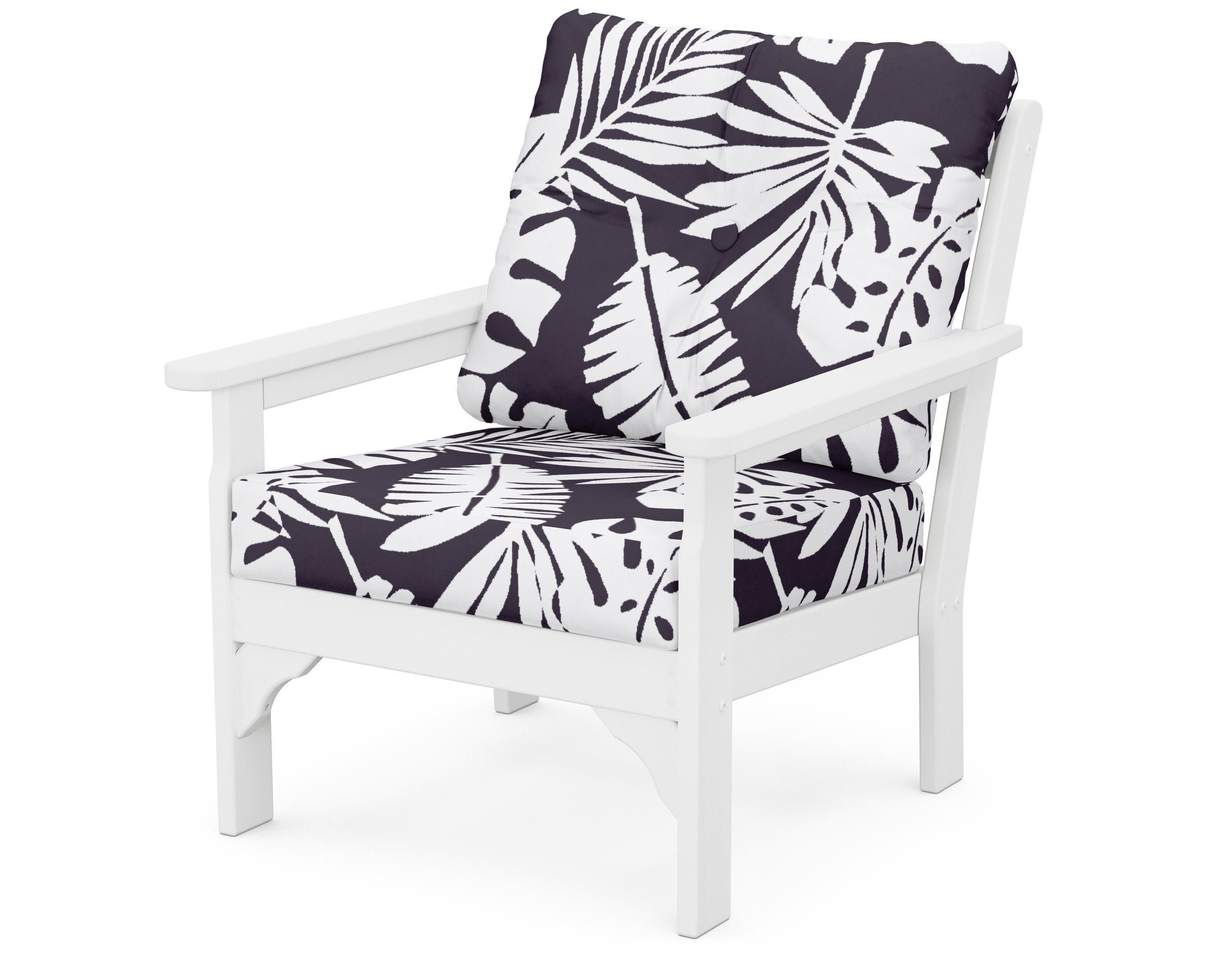 Vineyard Deep Seating Chair in White / Leaf Navy