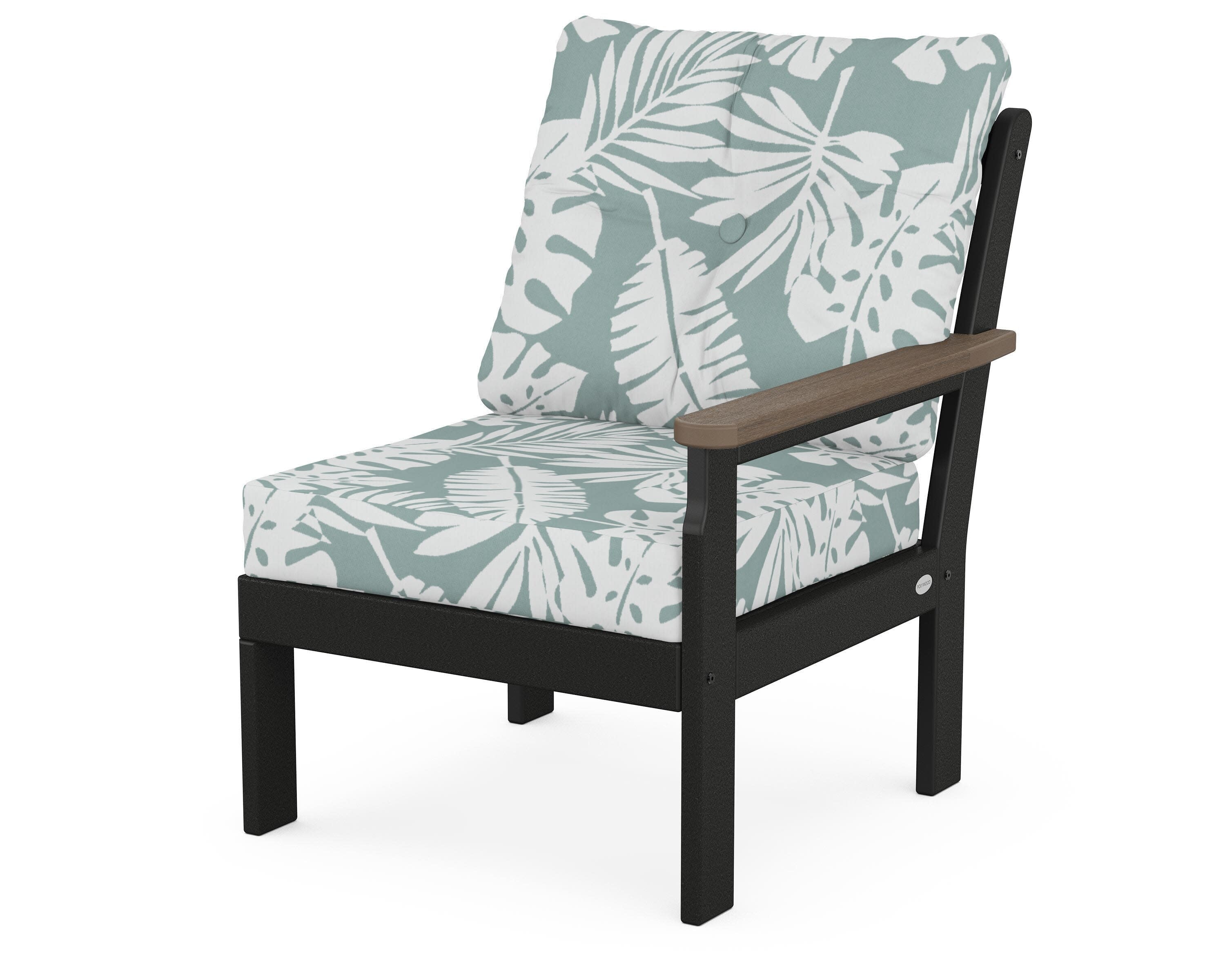 Vineyard Modular Right Arm Chair in Black / Kona / Leaf Glacier Spa