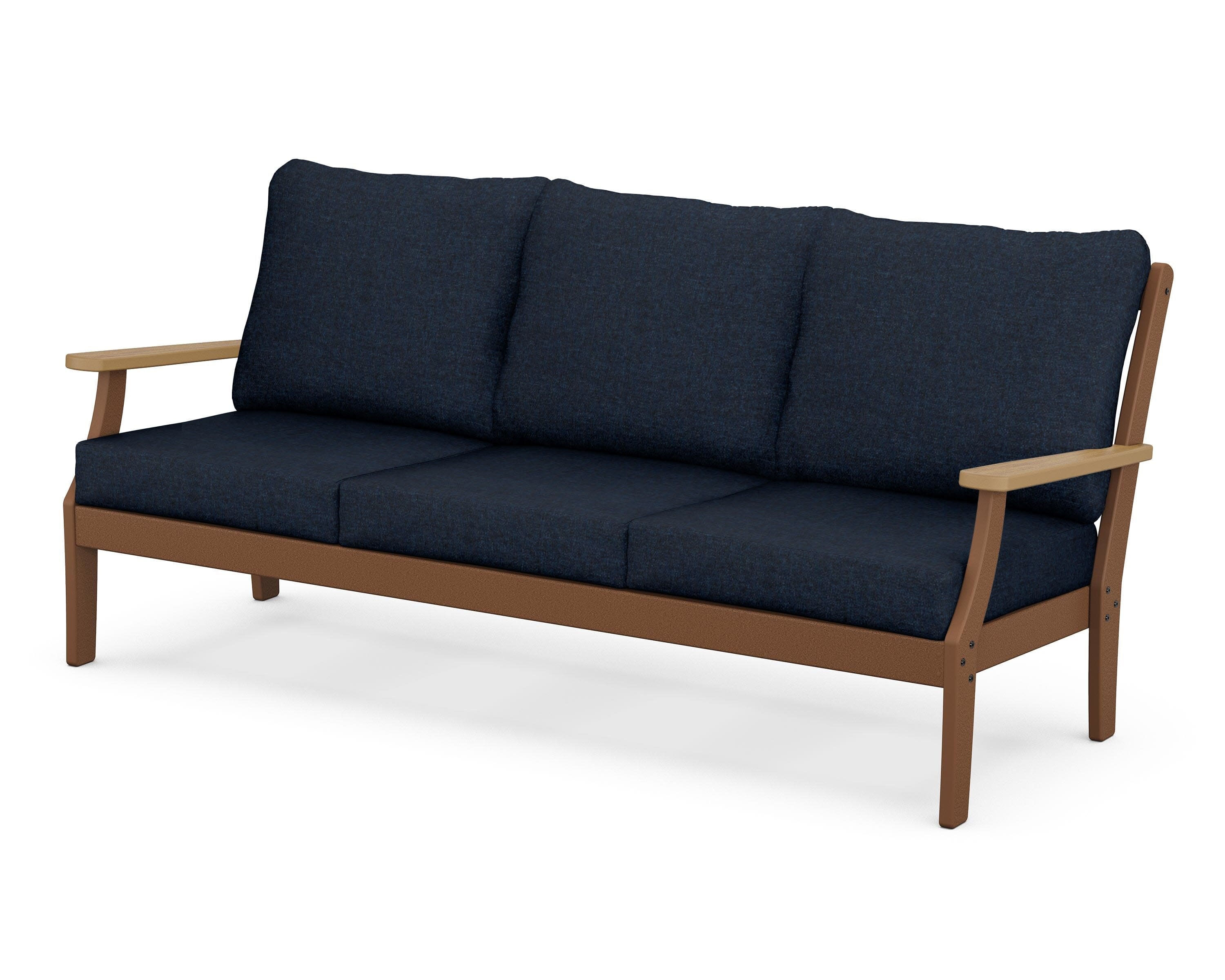 Braxton Deep Seating Sofa in Teak / Natural / Marine Indigo