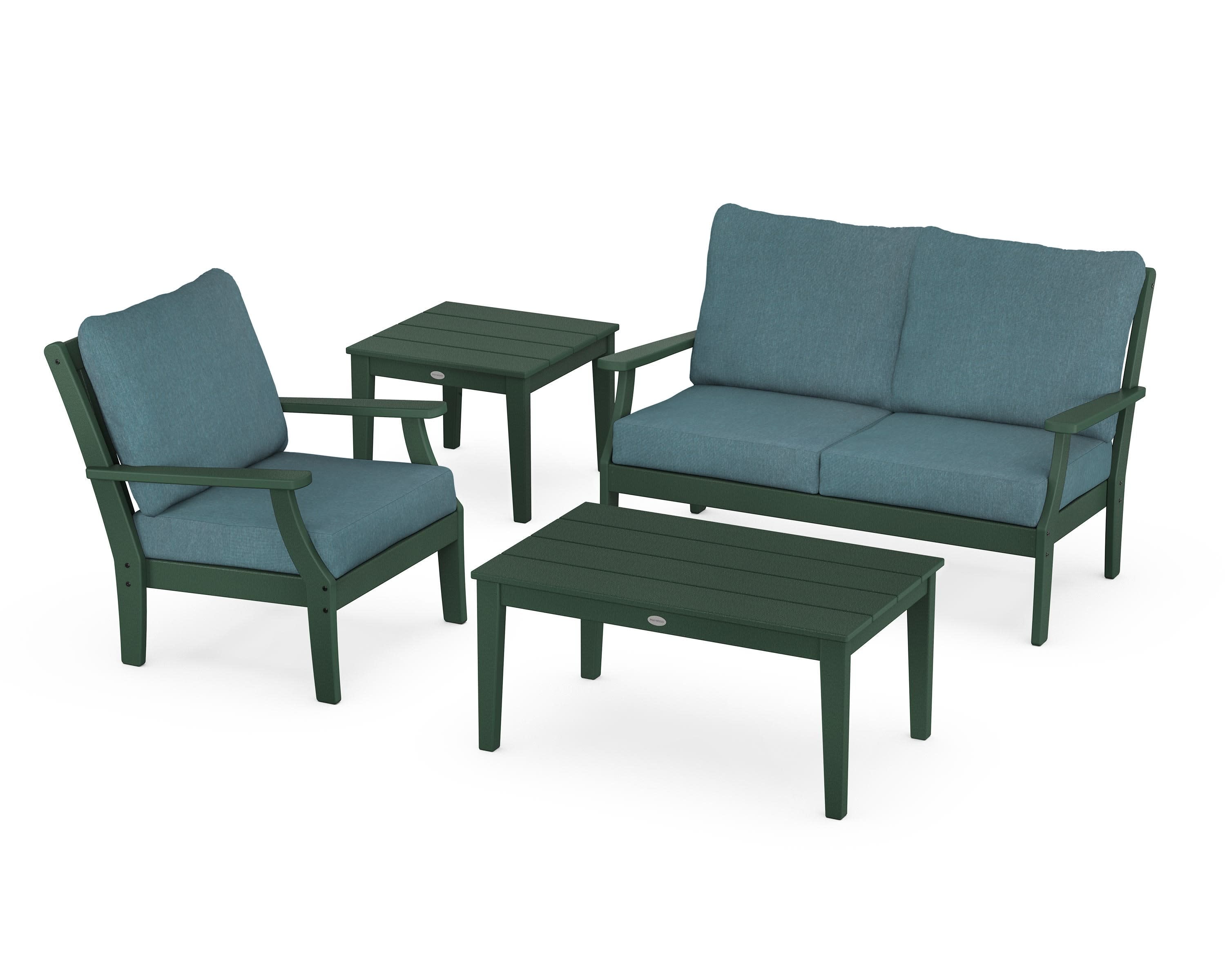 Braxton 4-Piece Deep Seating Set in Green / Ocean Teal