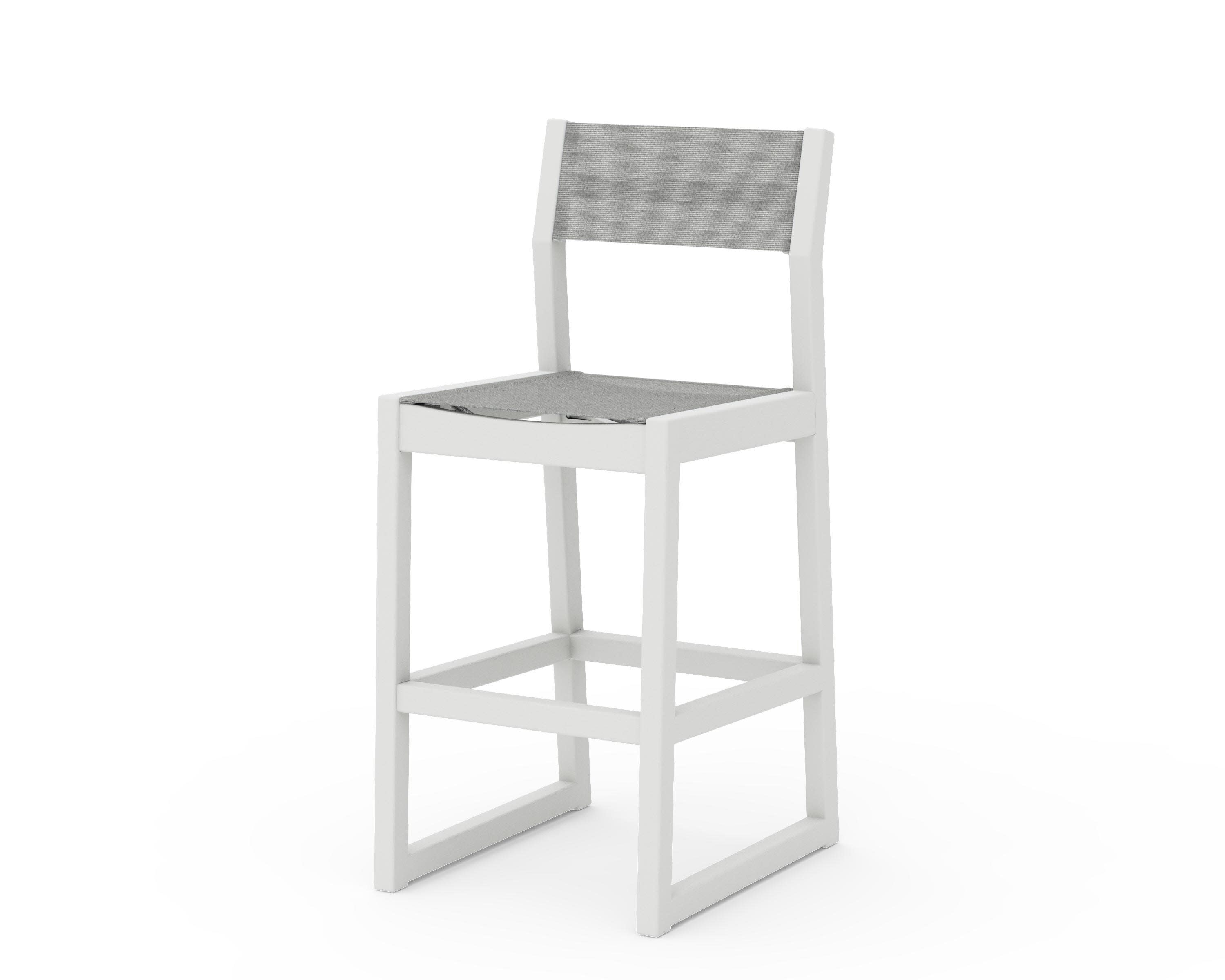 EDGE Sling Bar Side Chair in Vintage White / Metallic Sling