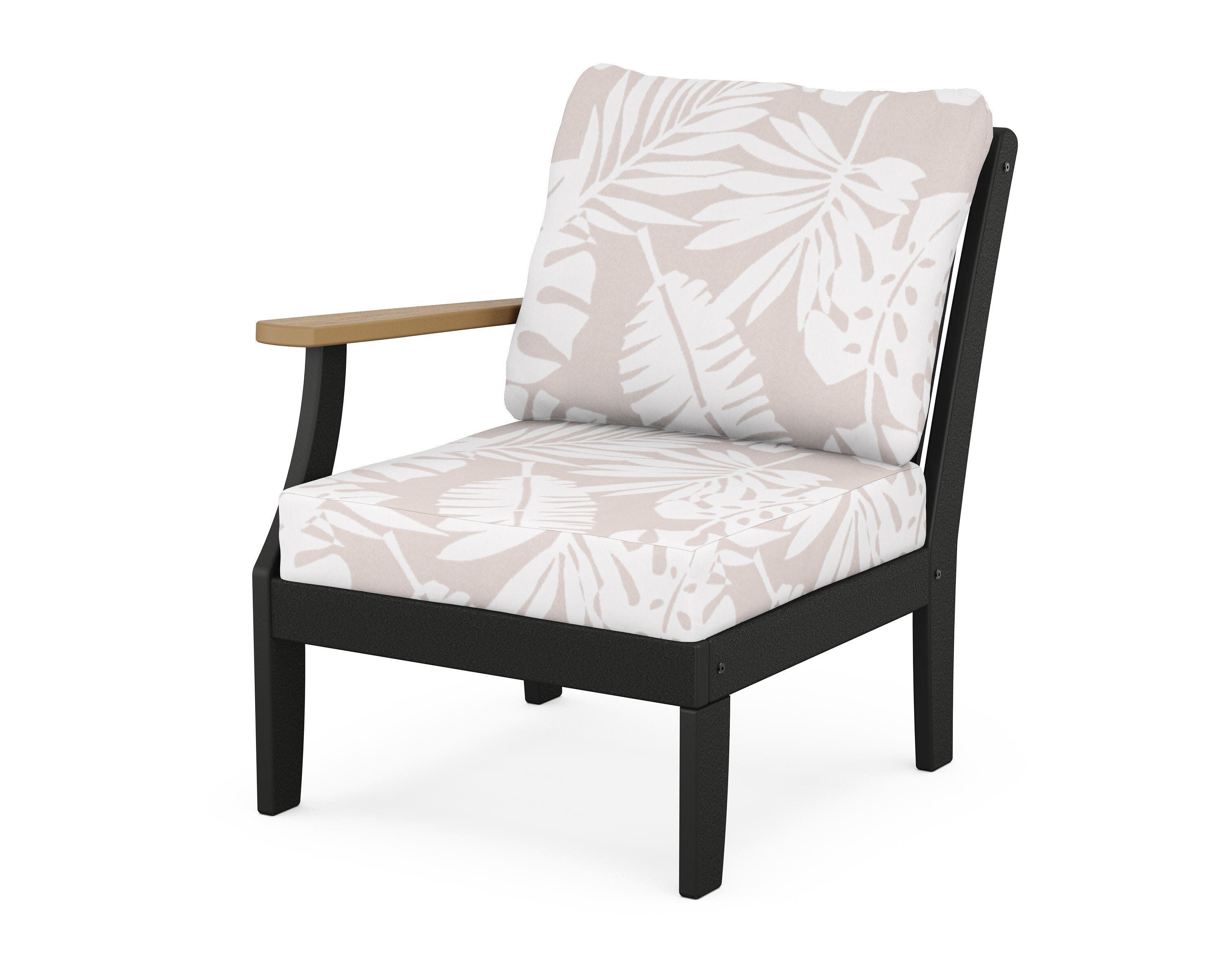 Braxton Modular Left Arm Chair in Black / Natural / Leaf Dune Burlap