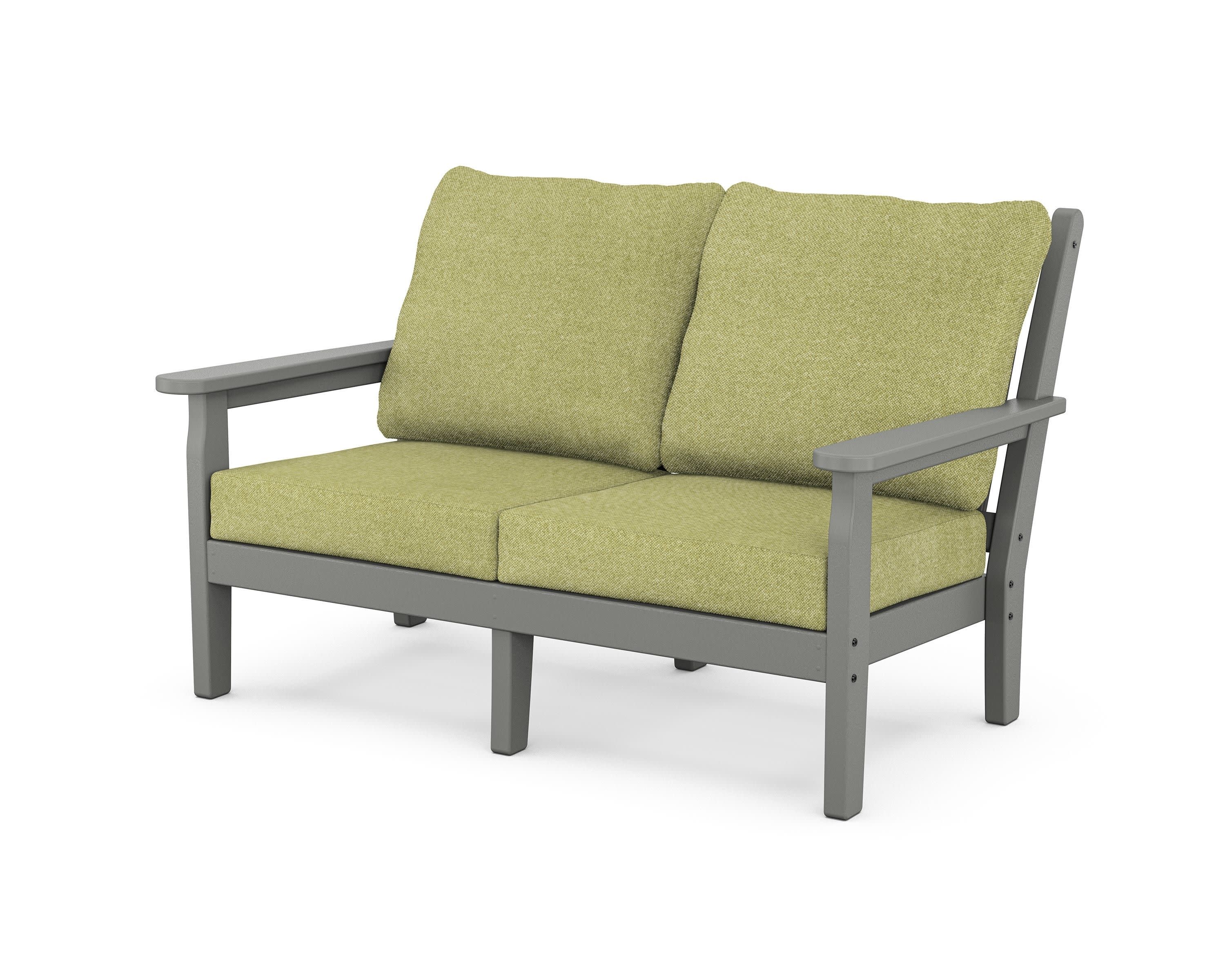 Chippendale Deep Seating Loveseat in Slate Grey / Chartreuse Boucle