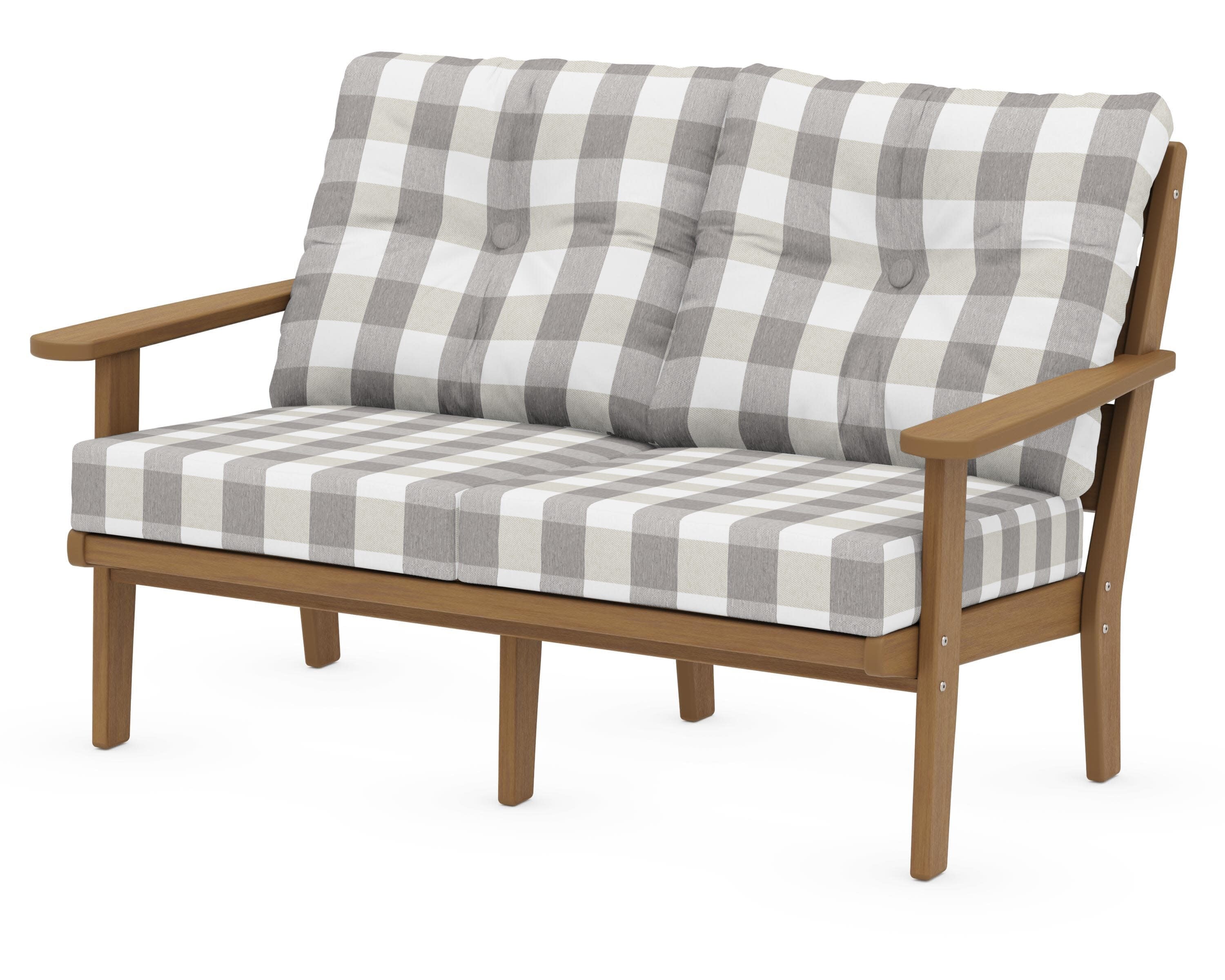 Lakeside Deep Seating Loveseat in Natural / Buffalo Plaid Grey Mist