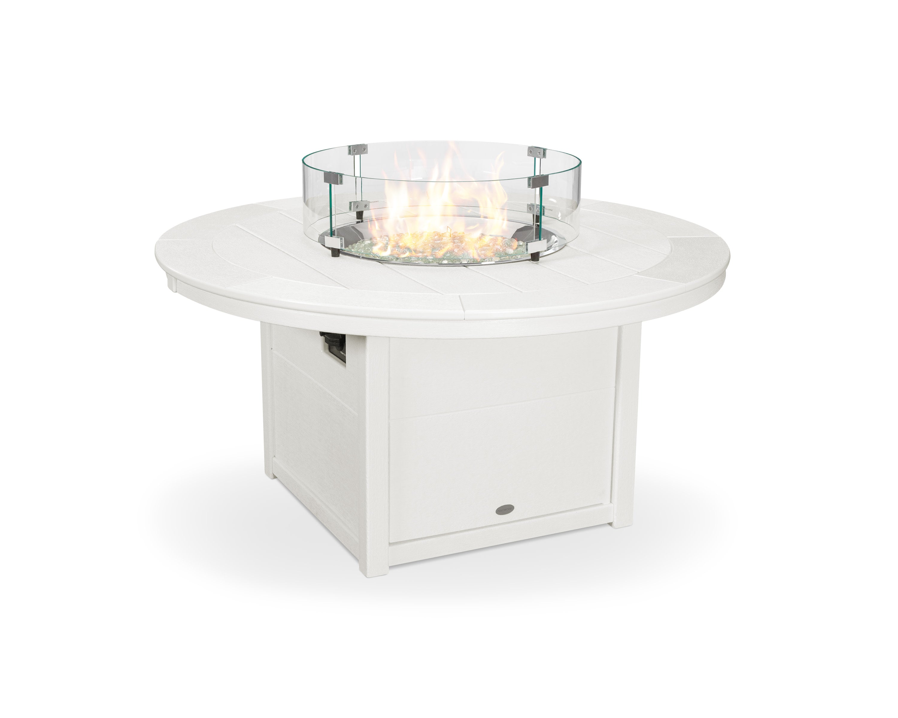 Round 48" Fire Pit Table in Vintage White