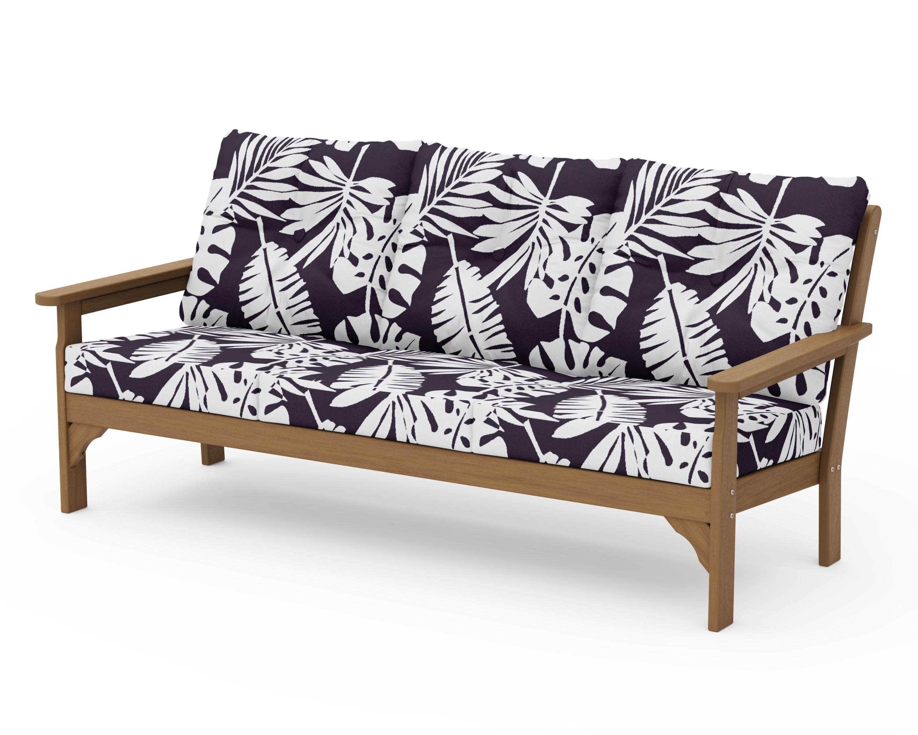 Vineyard Deep Seating Sofa in Natural / Leaf Navy