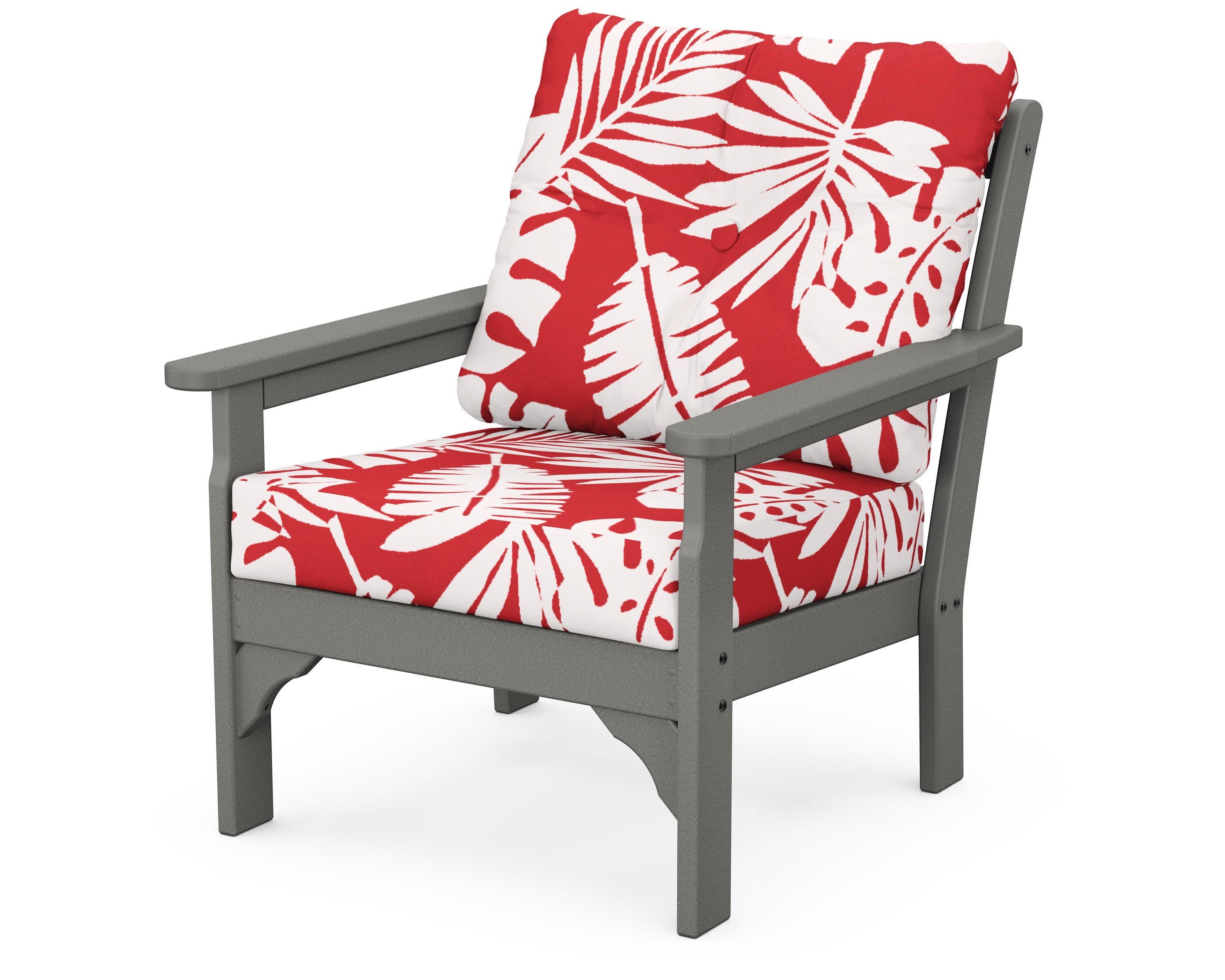 Vineyard Deep Seating Chair in Slate Grey / Leaf Crimson