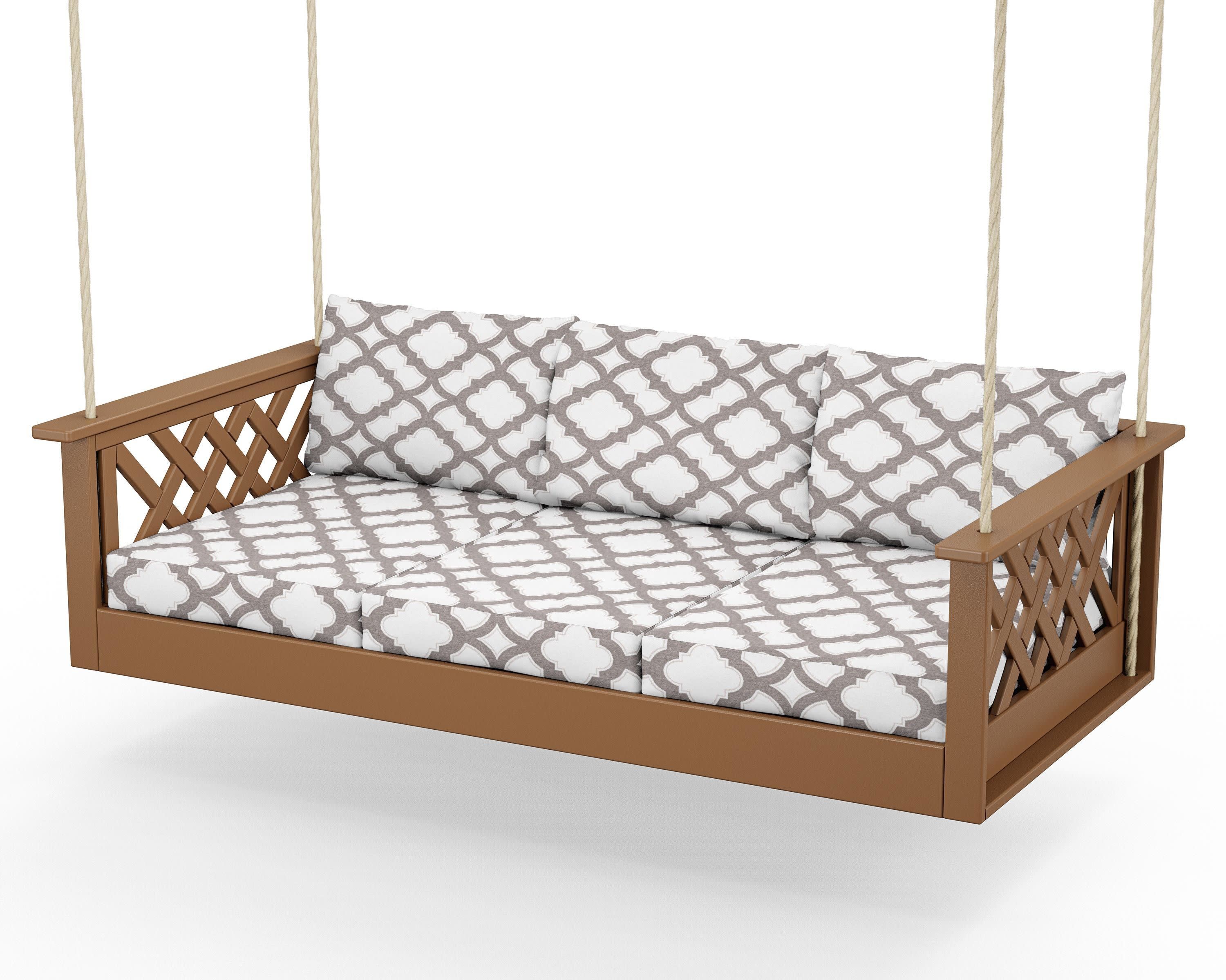 Wovendale Daybed Swing in Teak / Trellis Grey Mist