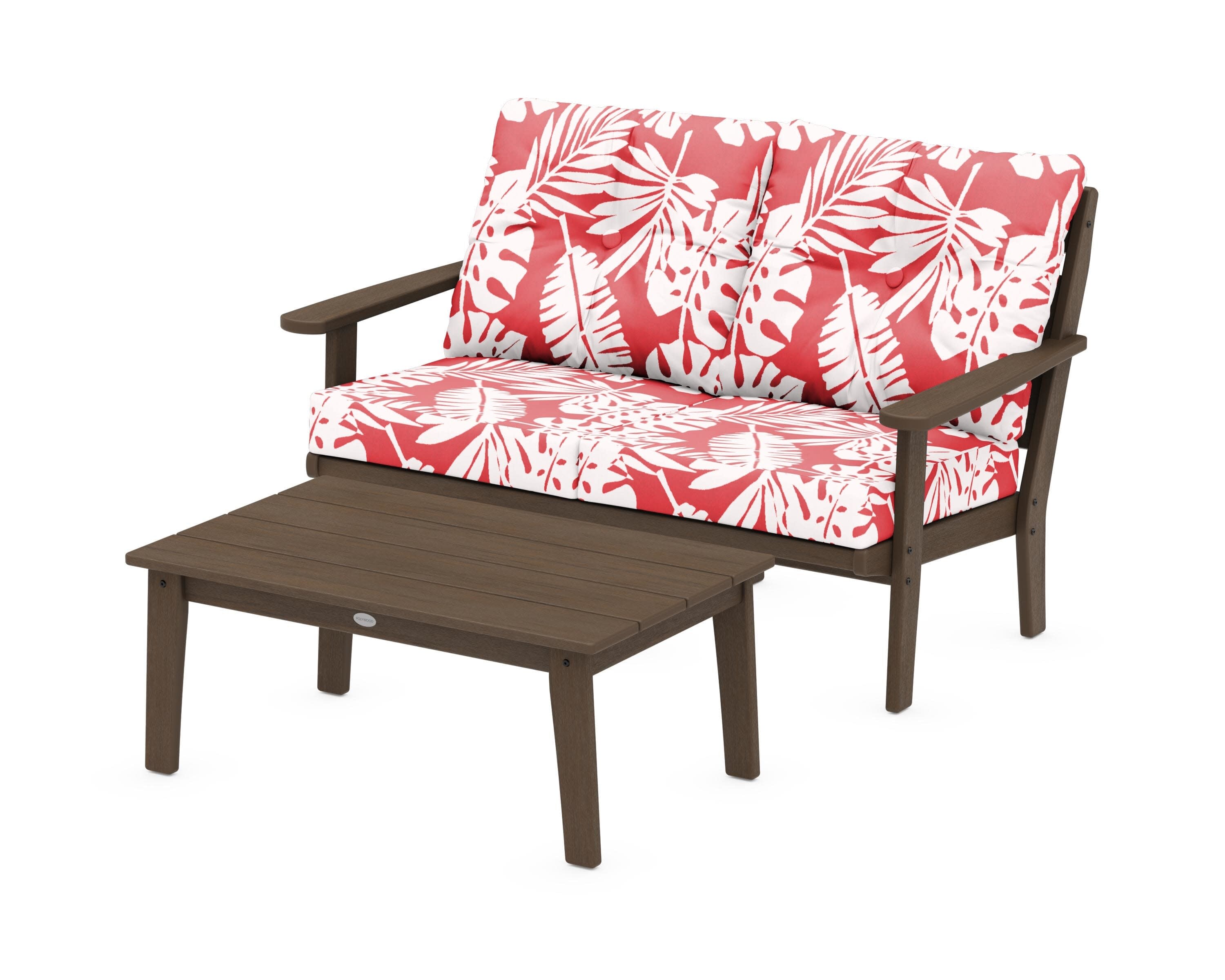 Lakeside 2-Piece Lounge Loveseat Set in Kona / Leaf Crimson