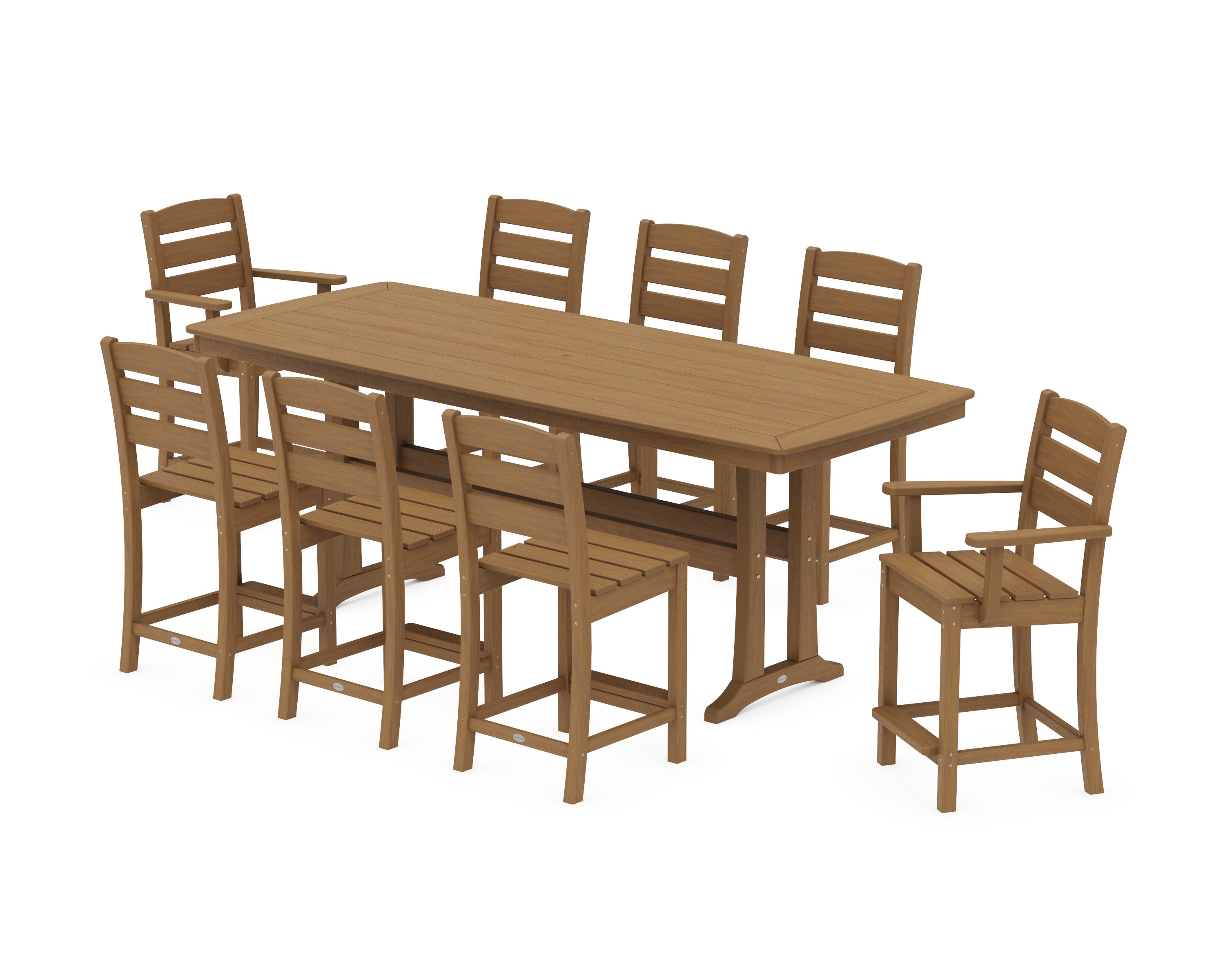Lakeside 9-Piece Counter Set with Trestle Legs in Natural