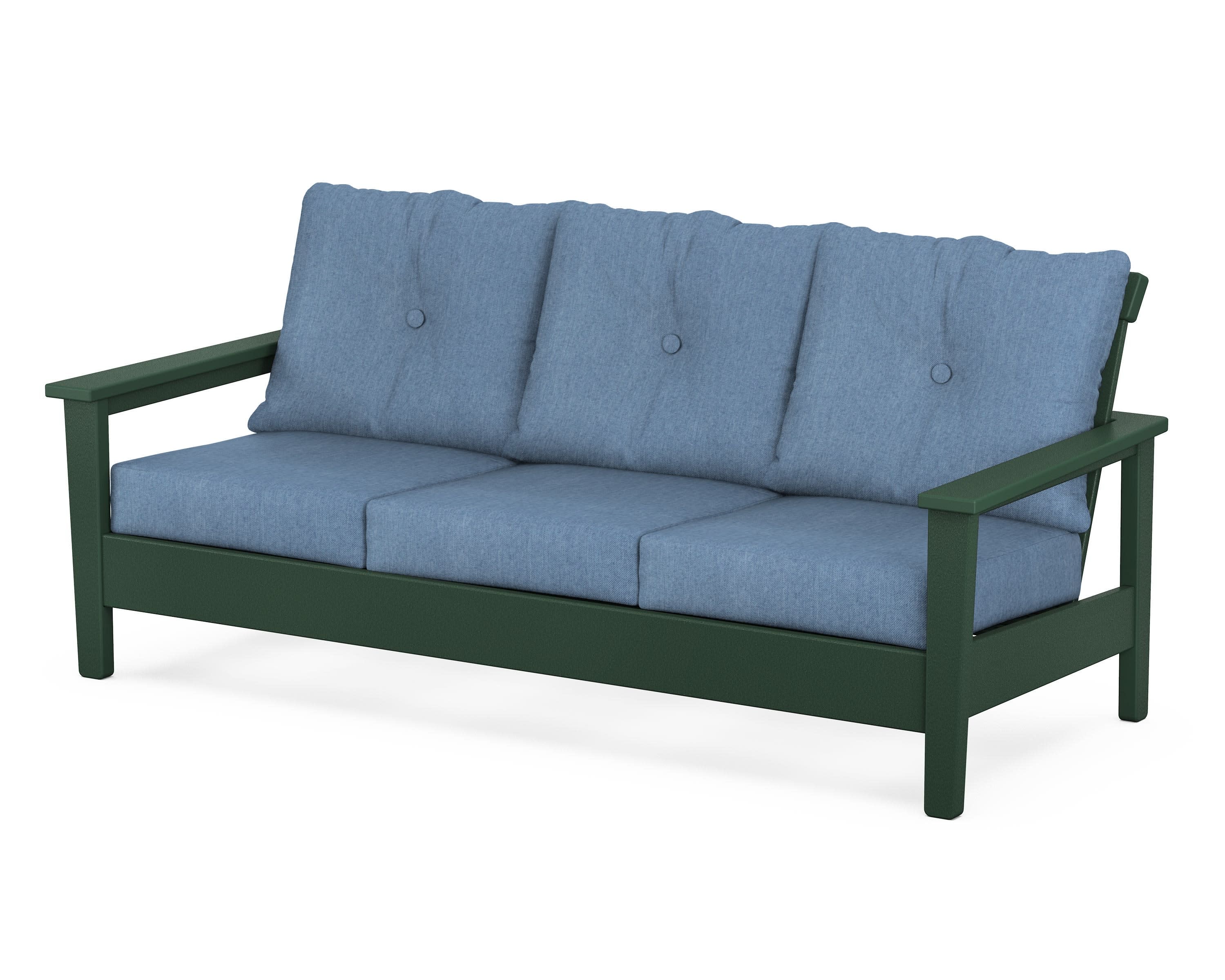 Prescott Deep Seating Sofa in Green / Sky Blue