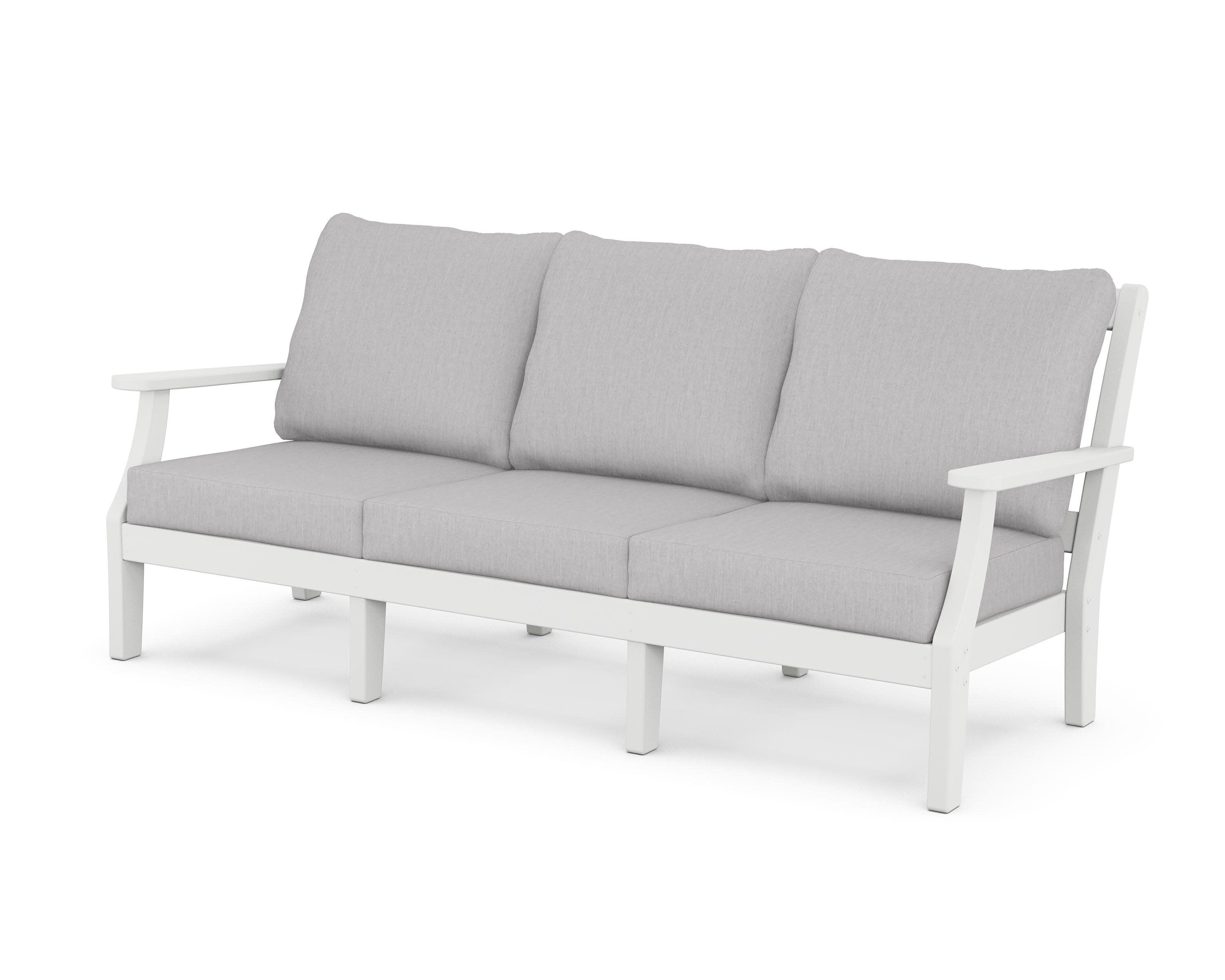 Chinoiserie Deep Seating Sofa in White / Granite