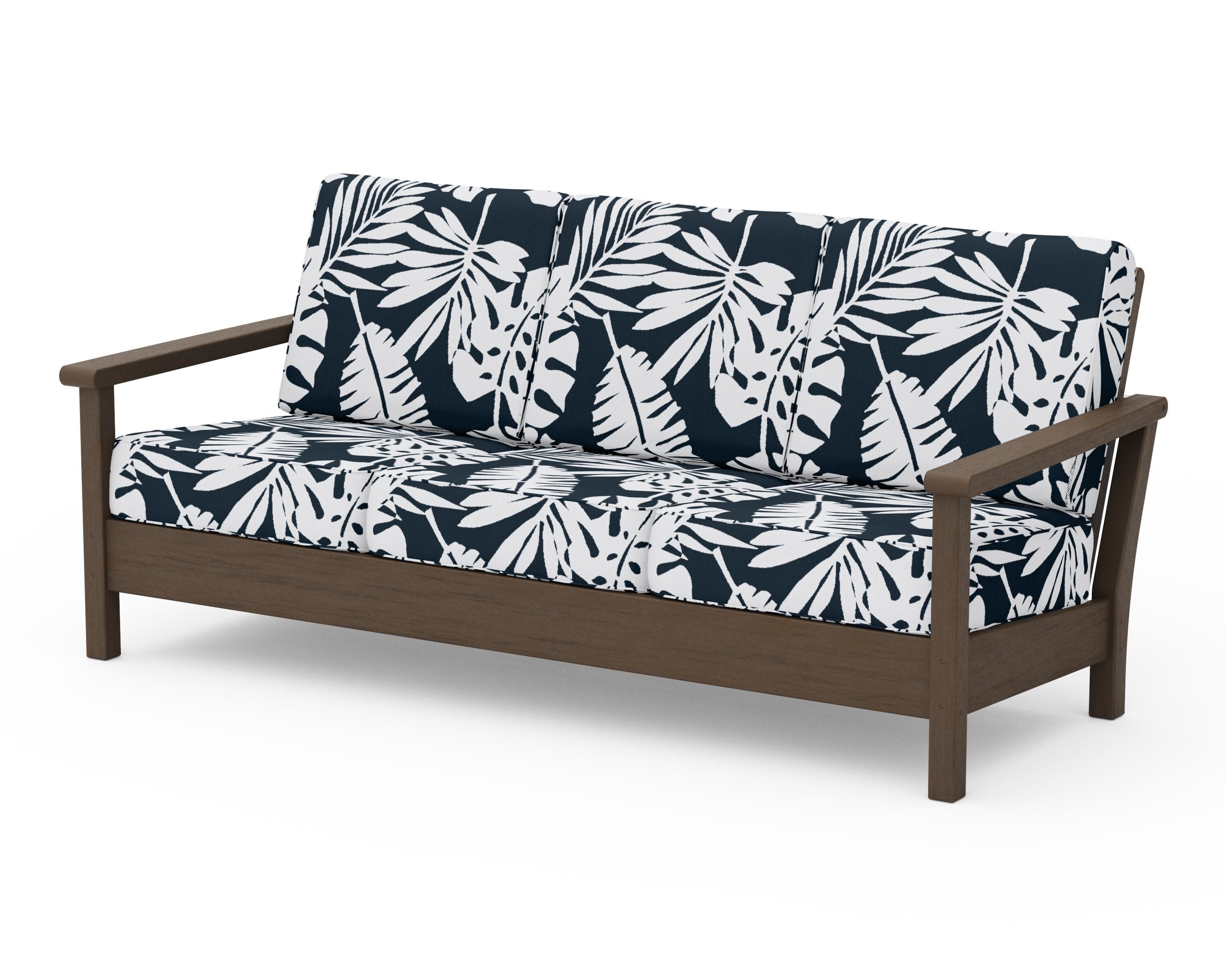 Harbour Deep Seating Sofa in Kona / Leaf Marine Indigo