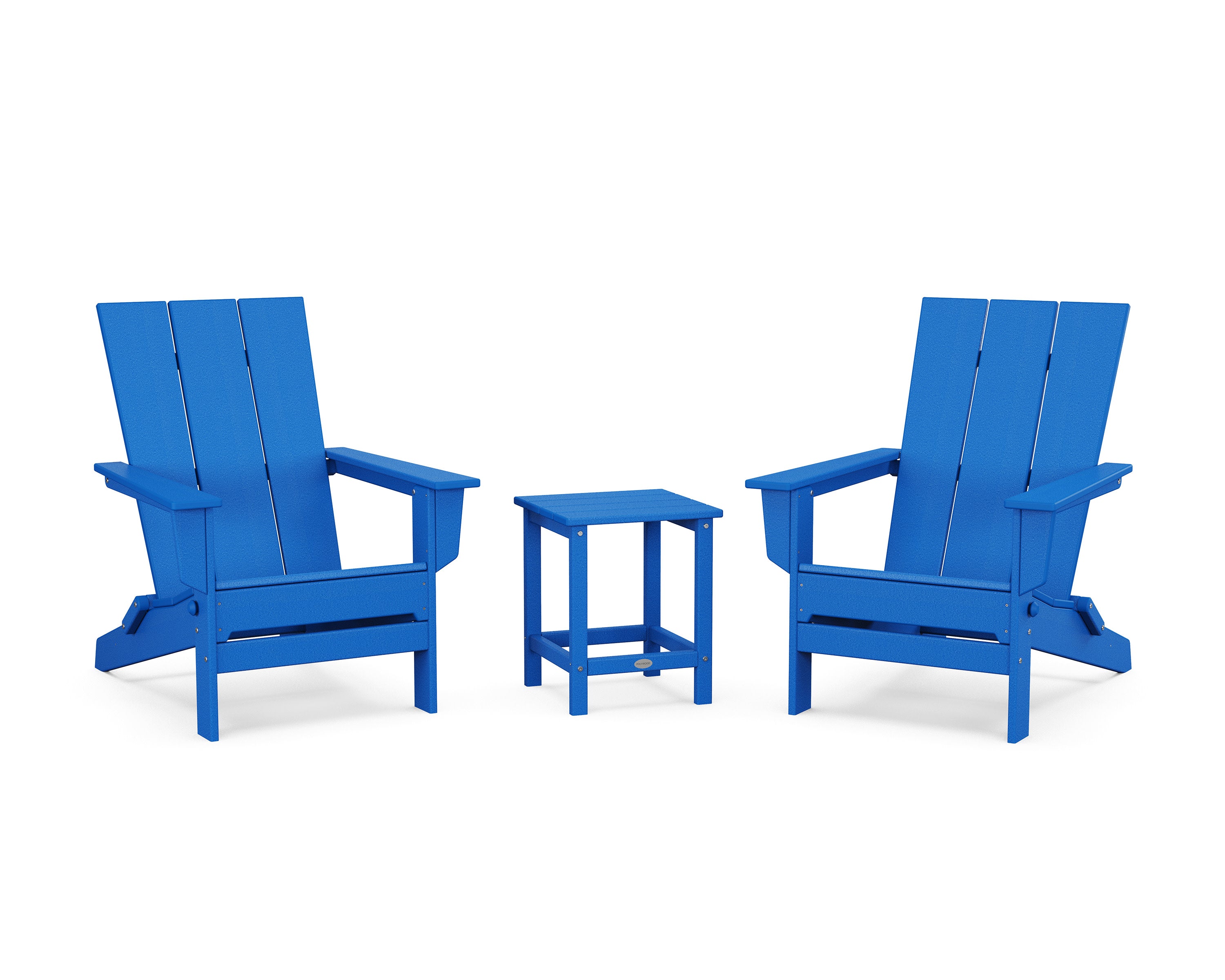 3-Piece Modern Studio Folding Adirondack Set in Pacific Blue