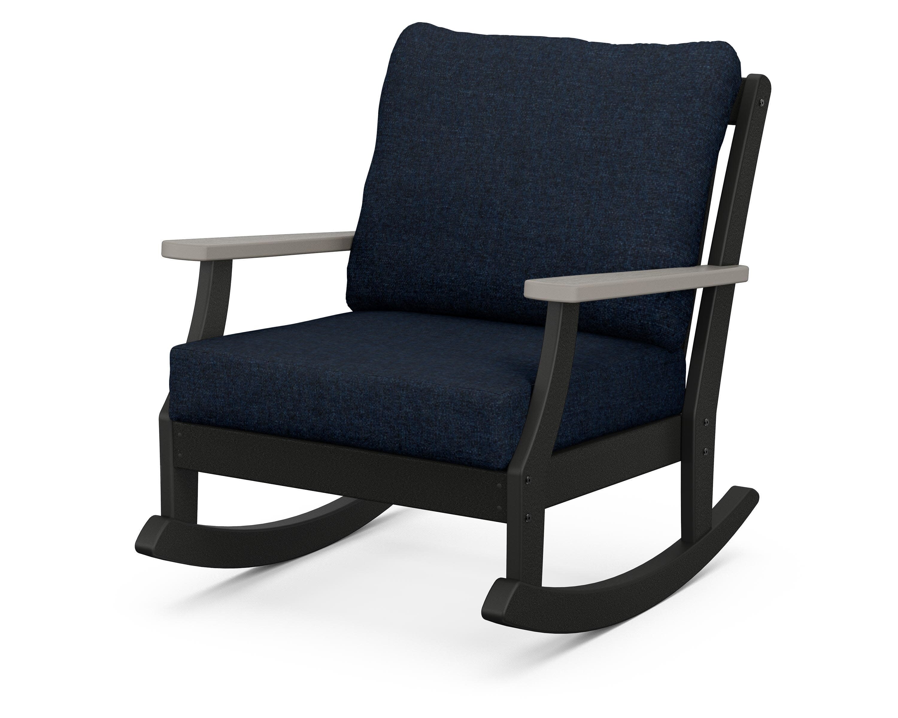 Braxton Deep Seating Rocking Chair in Black / Driftwood / Marine Indigo