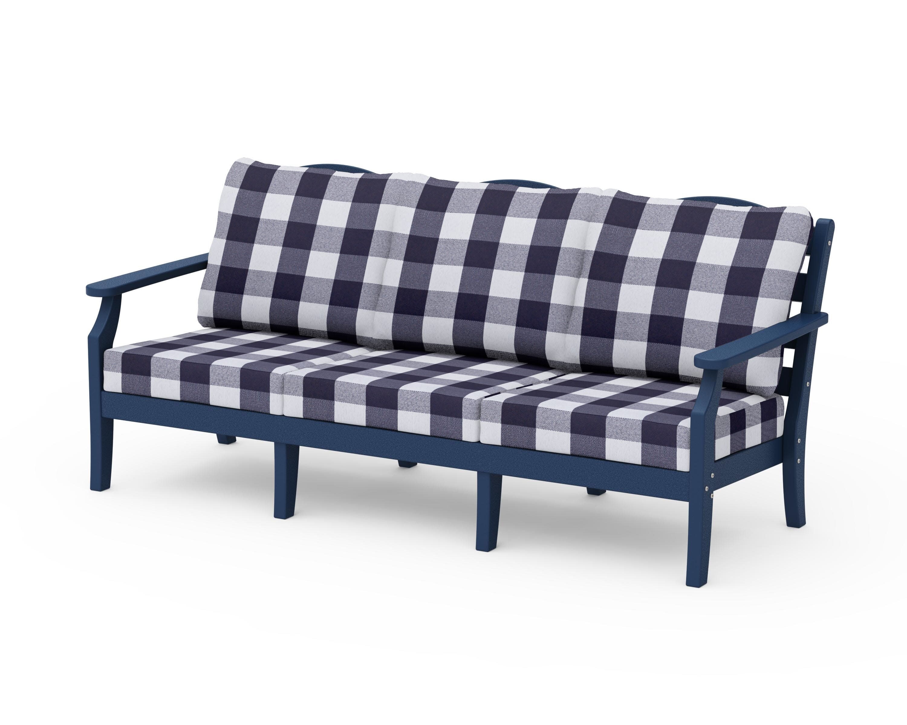 Savannah Deep Seating Sofa in Navy / Buffalo Plaid Navy