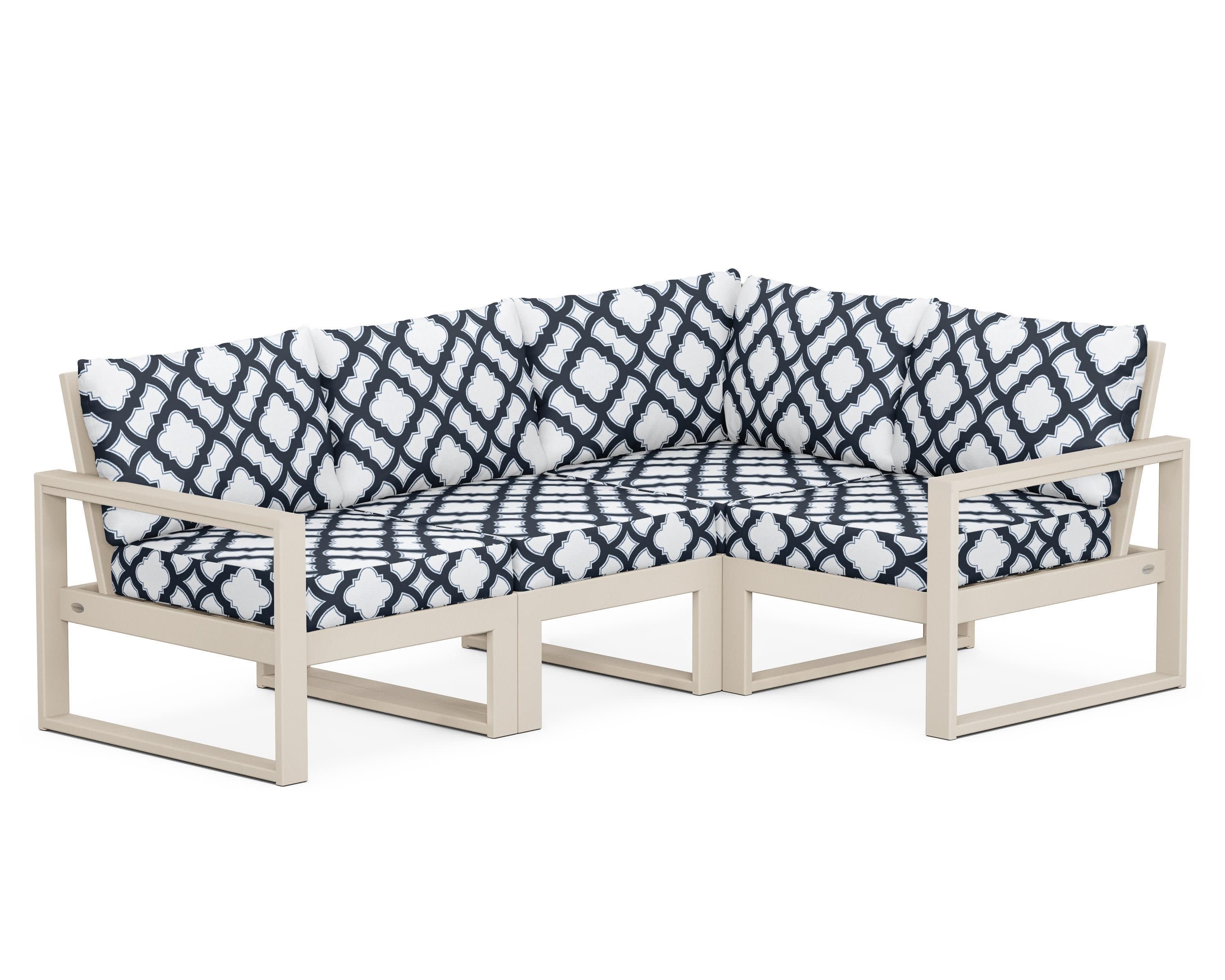 EDGE 4-Piece Modular Deep Seating Set in Sand / Trellis Marine Indigo