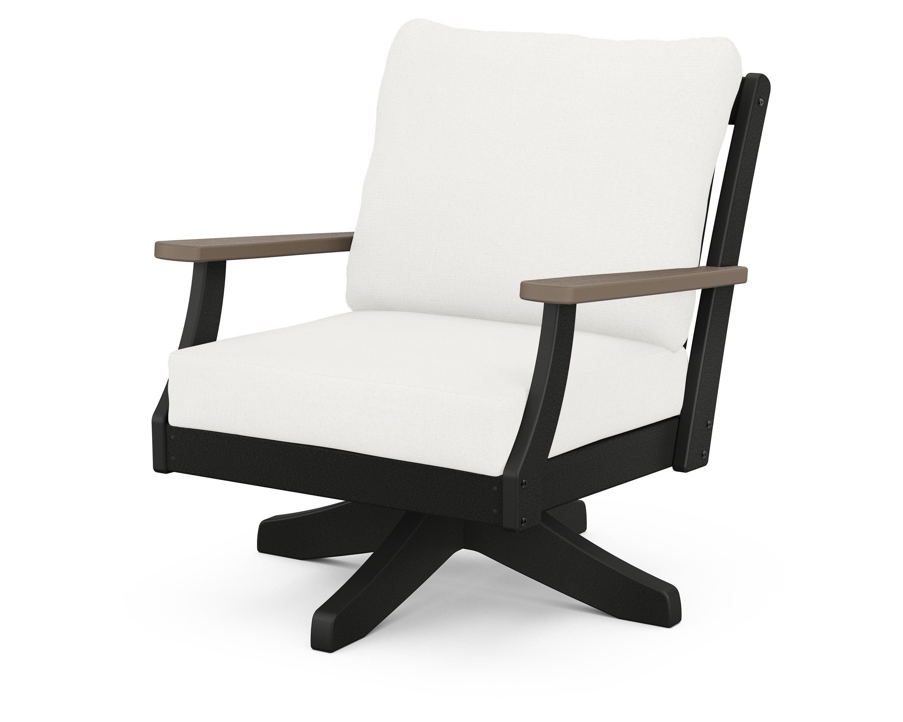 Braxton Deep Seating Swivel Chair in Black / Kona / Natural Linen