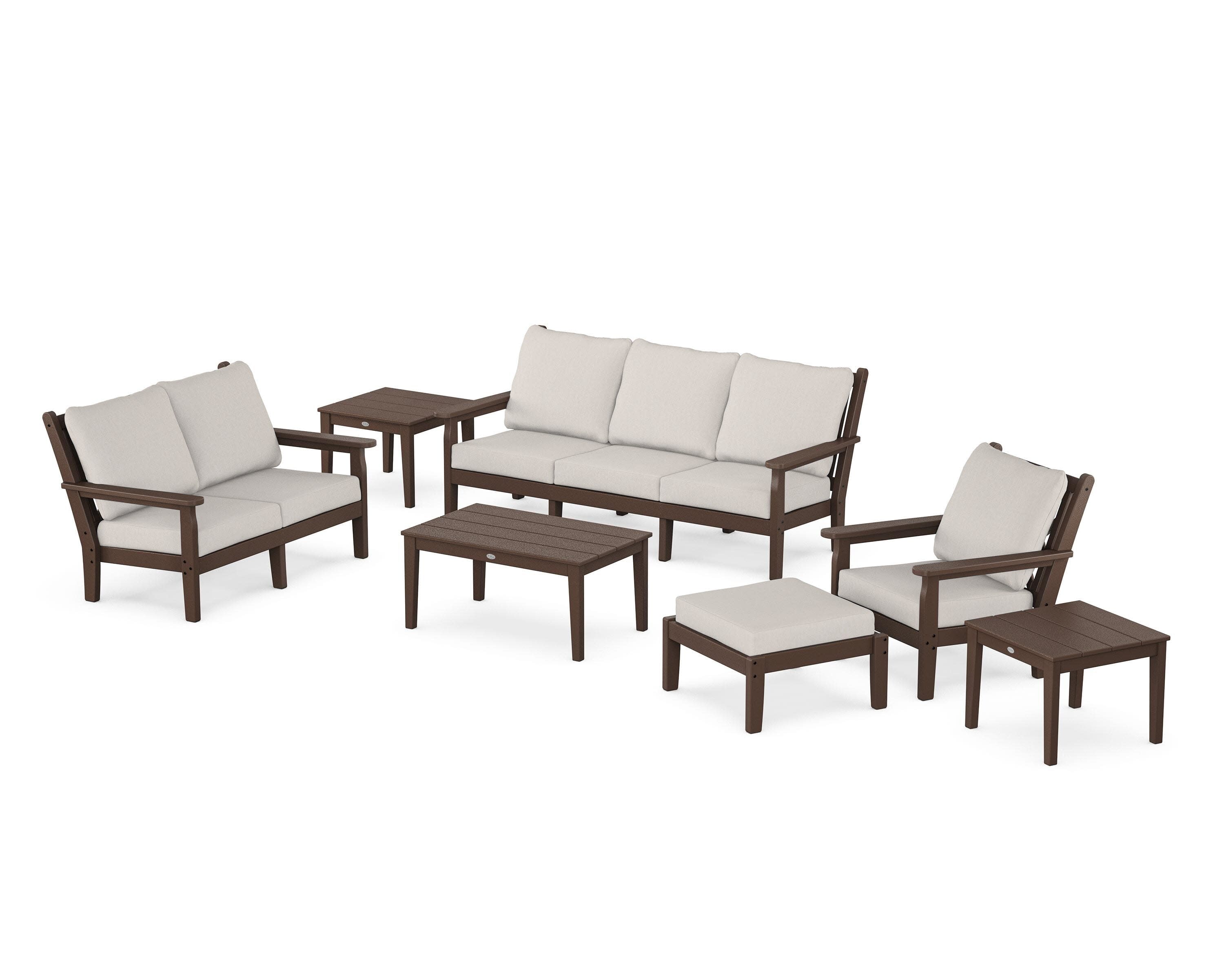 Chippendale 7-Piece Deep Seating Set in Mahogany / Cast Ash