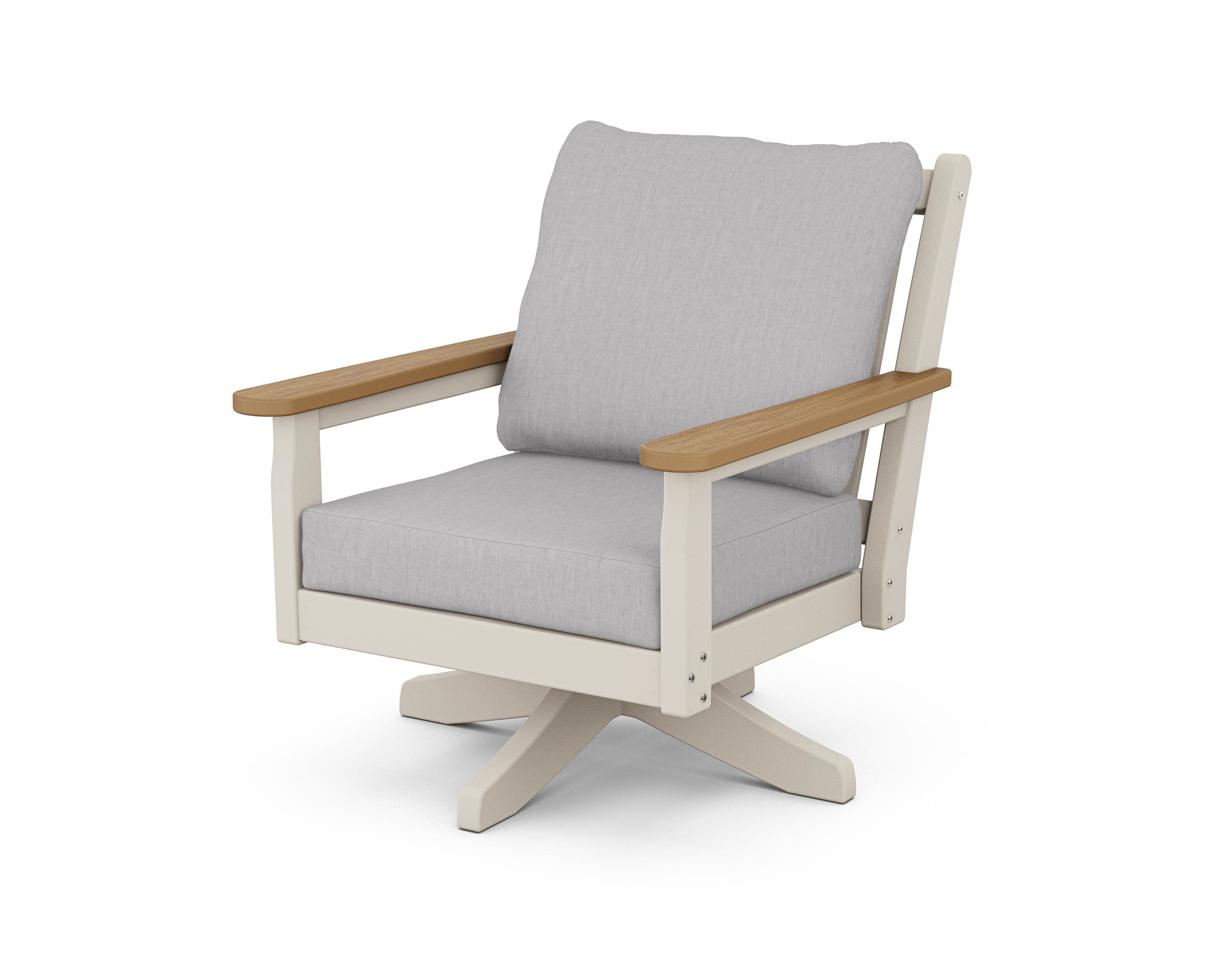 Chippendale Deep Seating Swivel Chair in Sand / Natural / Granite
